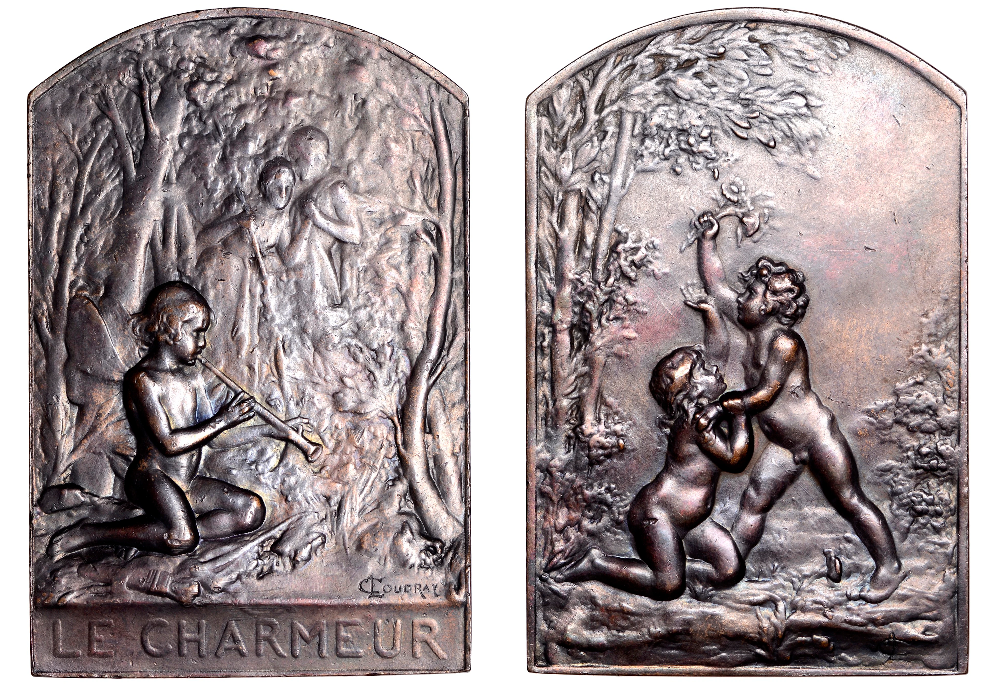FRANCE, Le Charmeur [The Seducer], 1906, an Art Nouveau bronze plaque