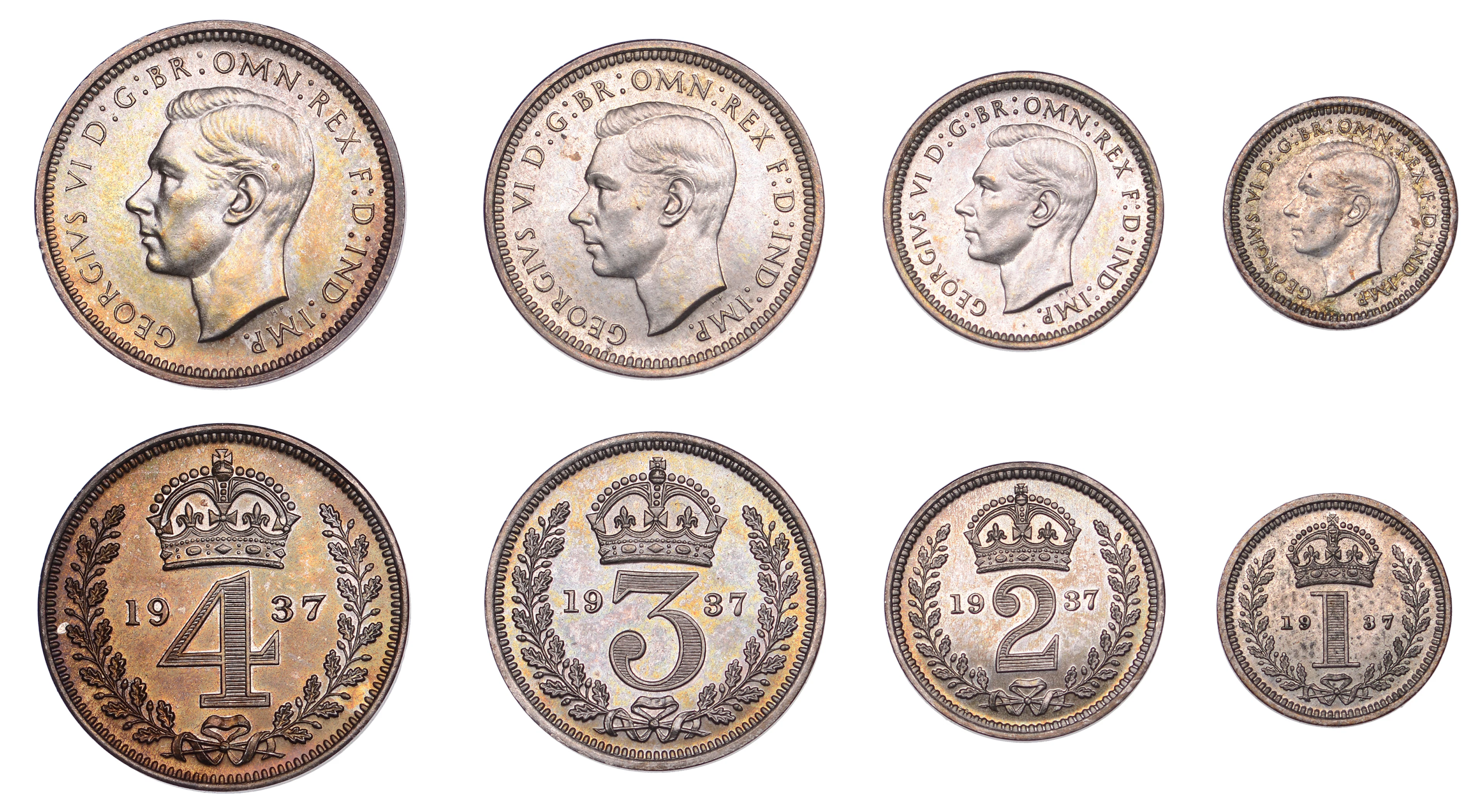 George VI (1936-1952), Maundy Set, 1937 (ESC 4304; S 4086) [4]. Toned