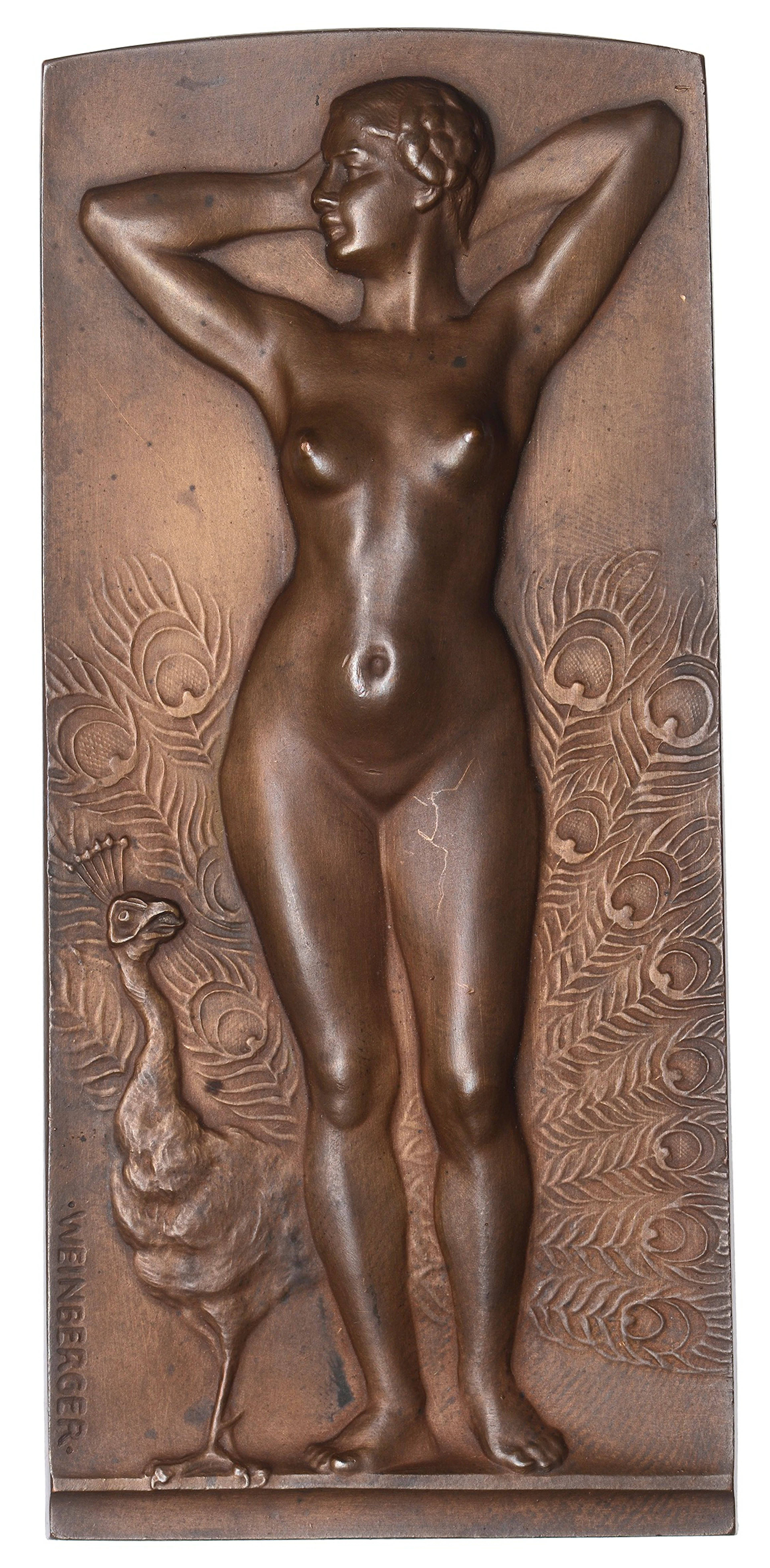 AUSTRIA, Nackte mit Pfau [Nude with Peacock], 1912, an early Art Déco
