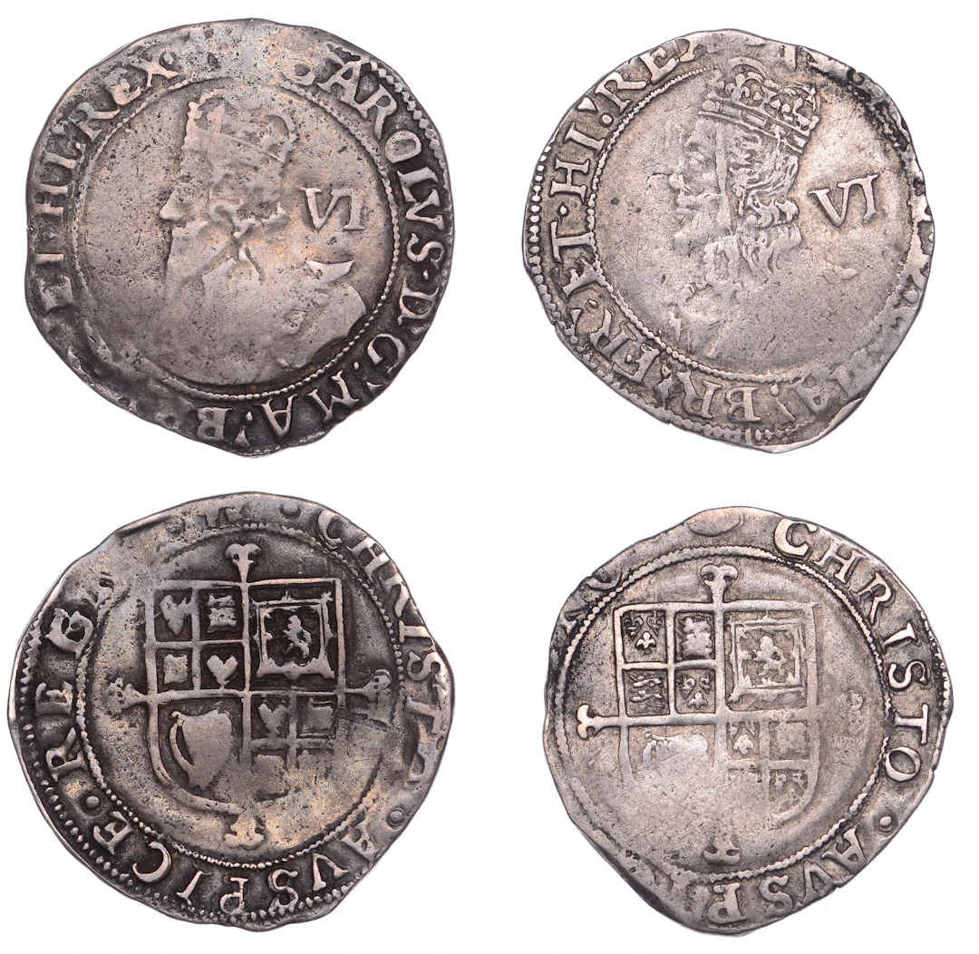 Charles I, Tower mint, Sixpences (2), both Gp E, type 4.1, mm. anchor