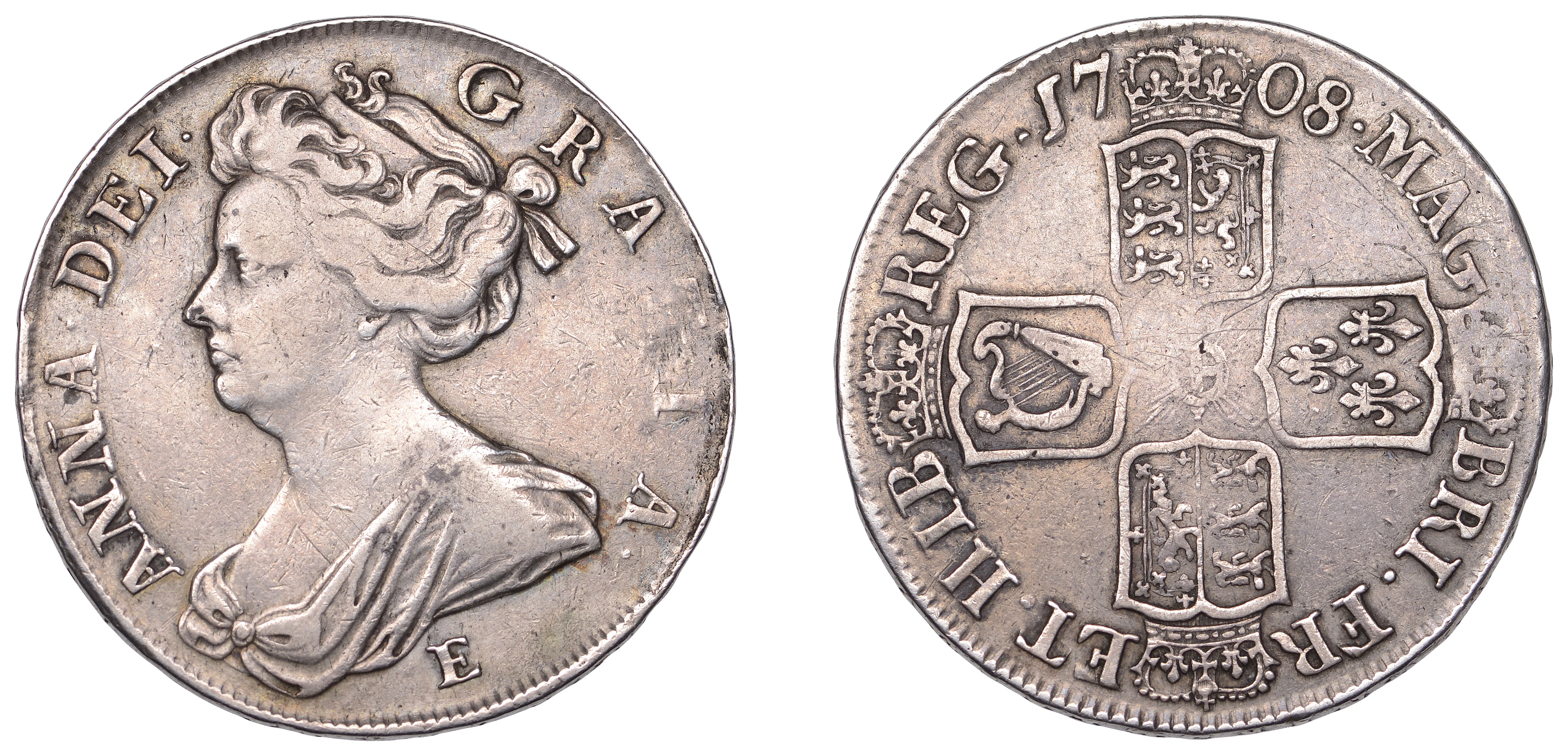 Anne (1702-1714), Halfcrown, 1708e, edge septimo (ESC 1382; S 3605).