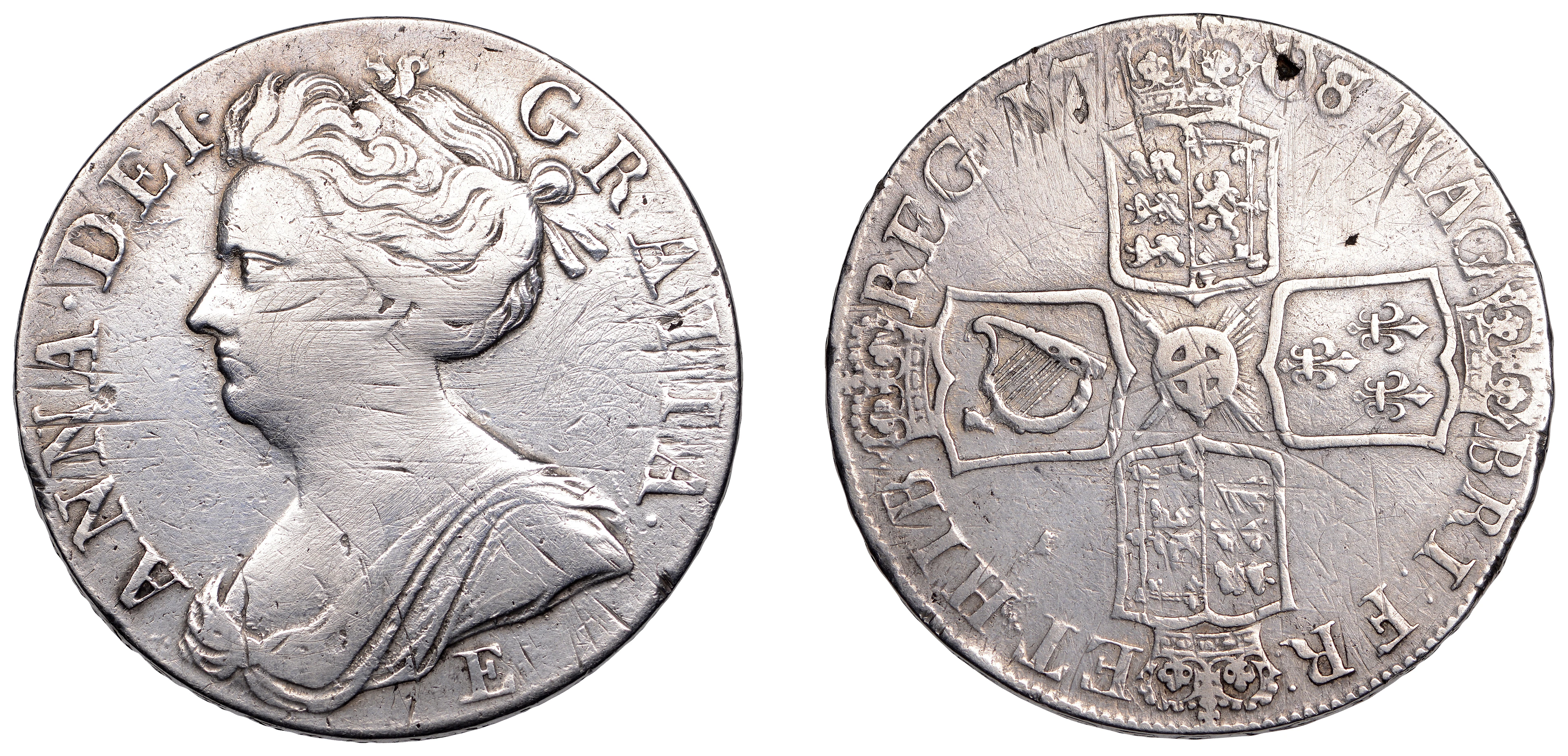 Anne (1702-1714), Crown, 1708/7e, edge septimo (ESC 1355; S 3600).