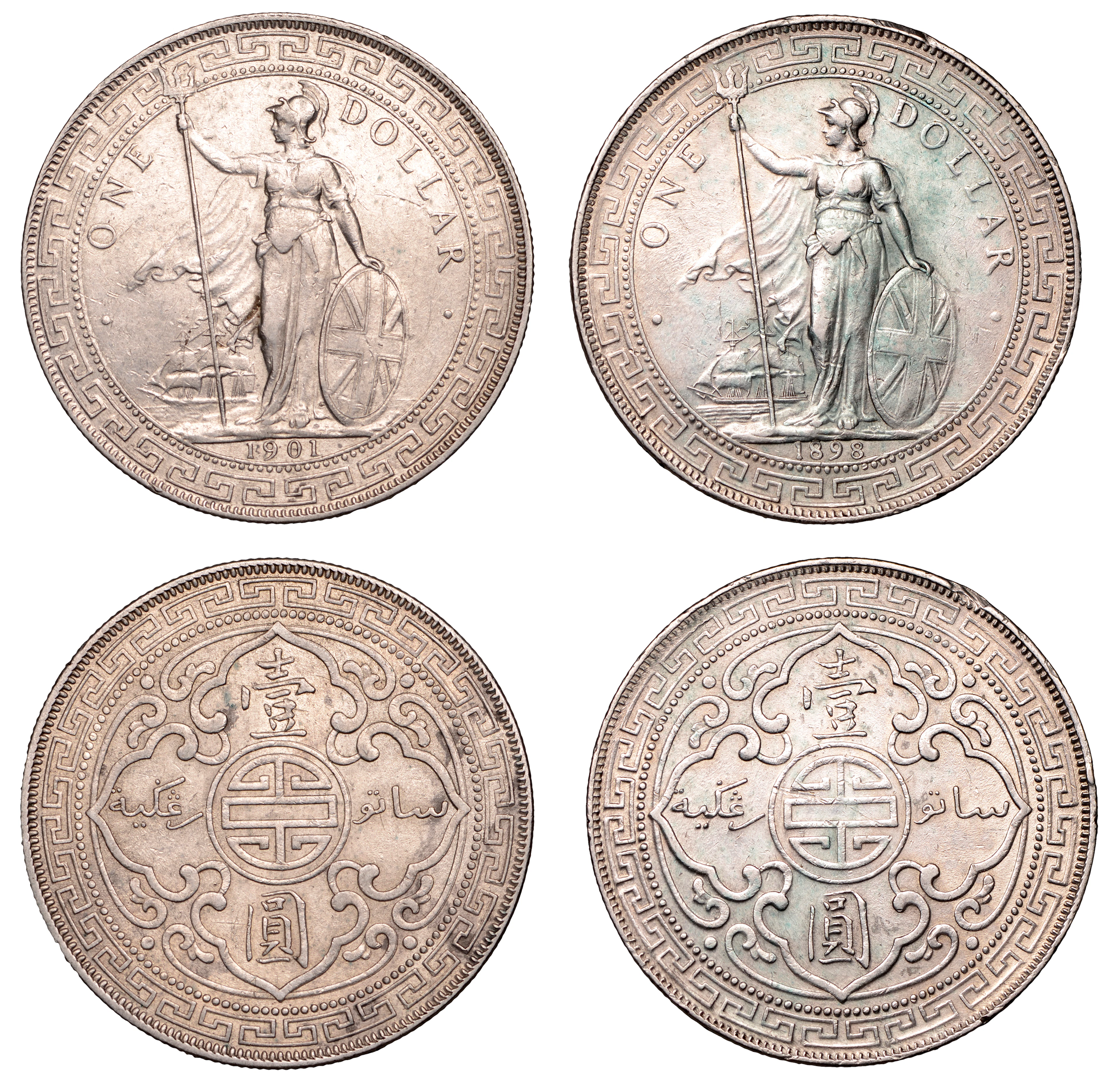British Colonies, Victoria, Trade Dollars (2), 1898, 1901c (Prid.