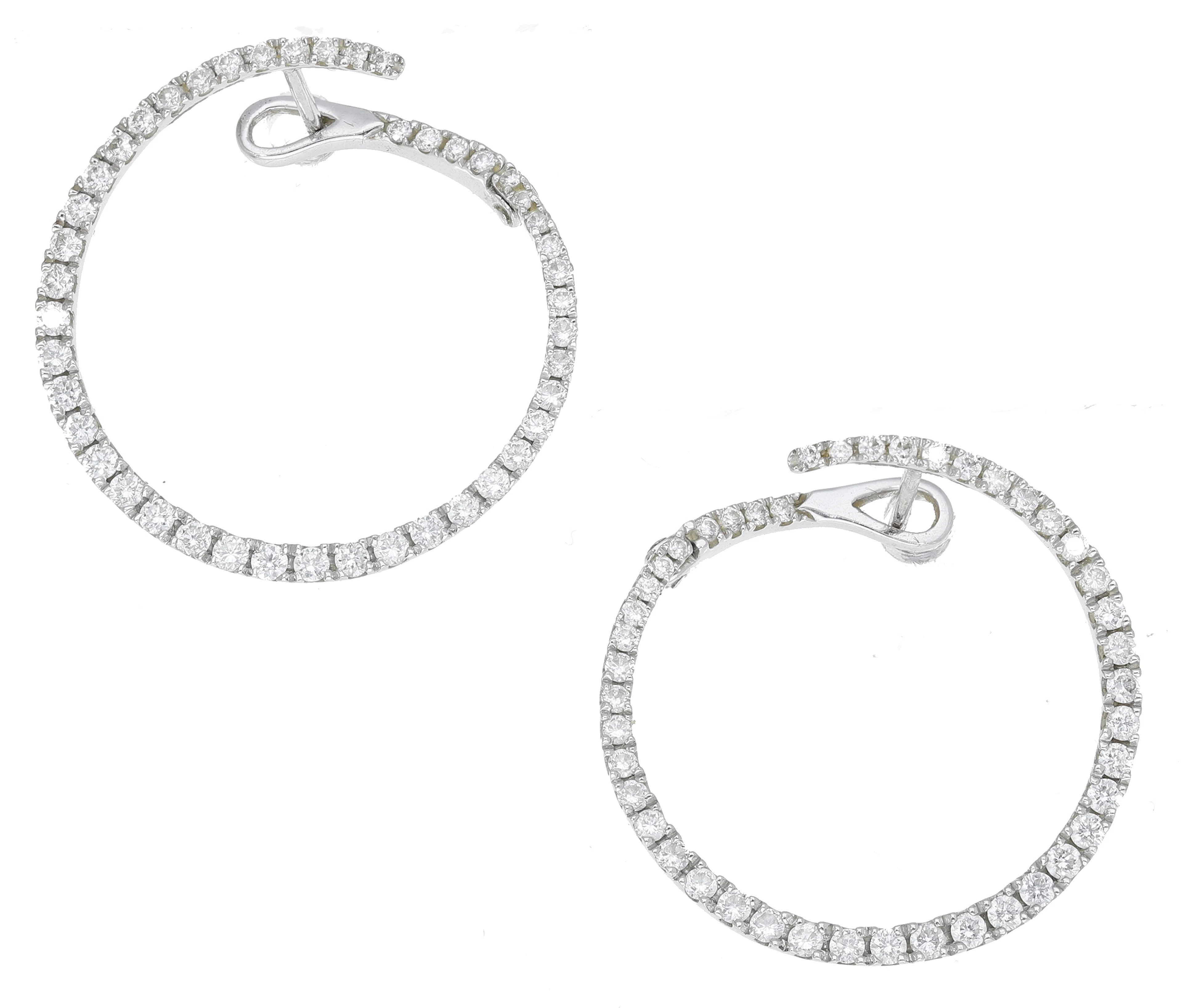 A pair of 18ct gold and diamond hoop earrings, 2008, set throughout
