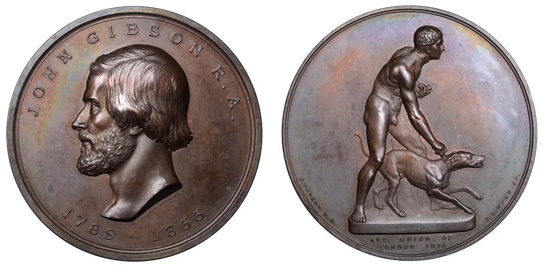 John Gibson, 1874, a bronze medal by J.S. Wyon for the Art Union of