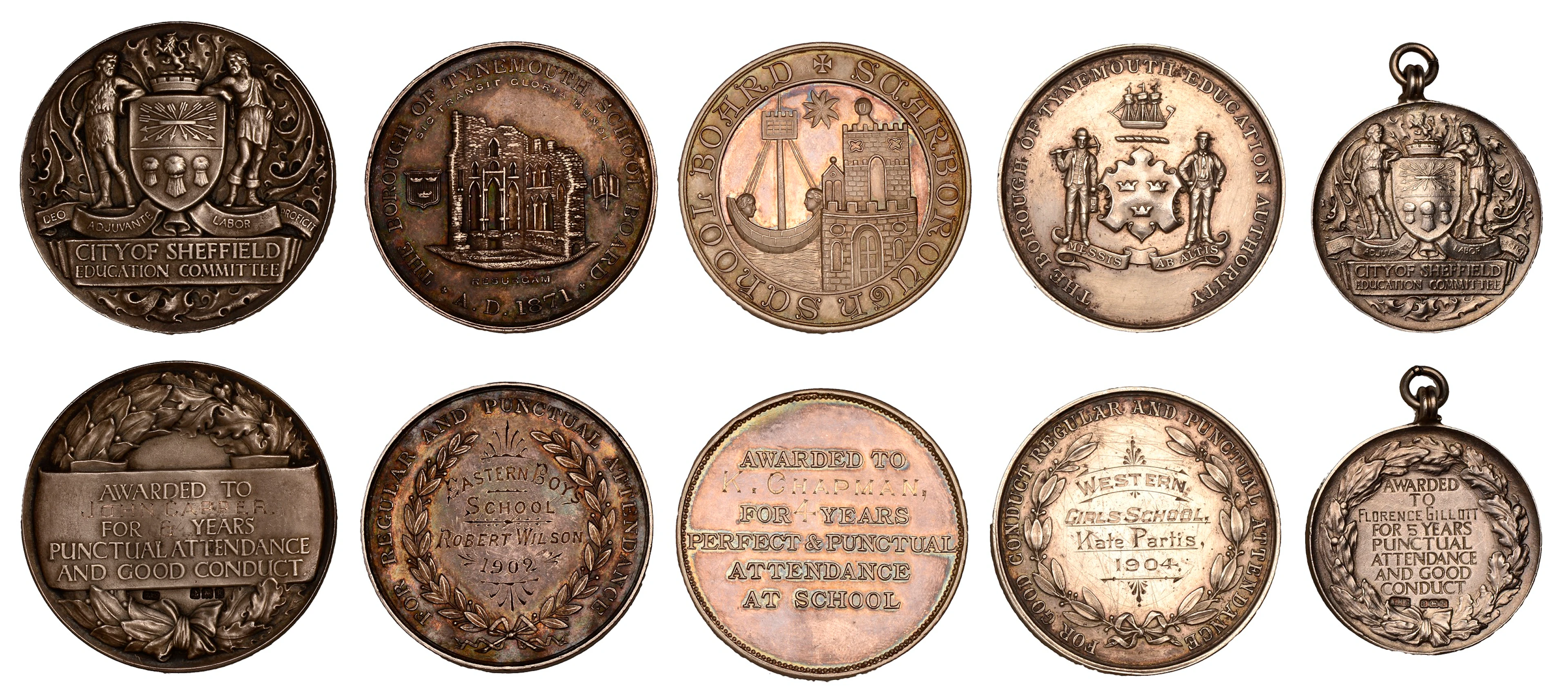 Great Britain, NORTHUMBERLAND, Tynemouth School Board, a silver attendance
