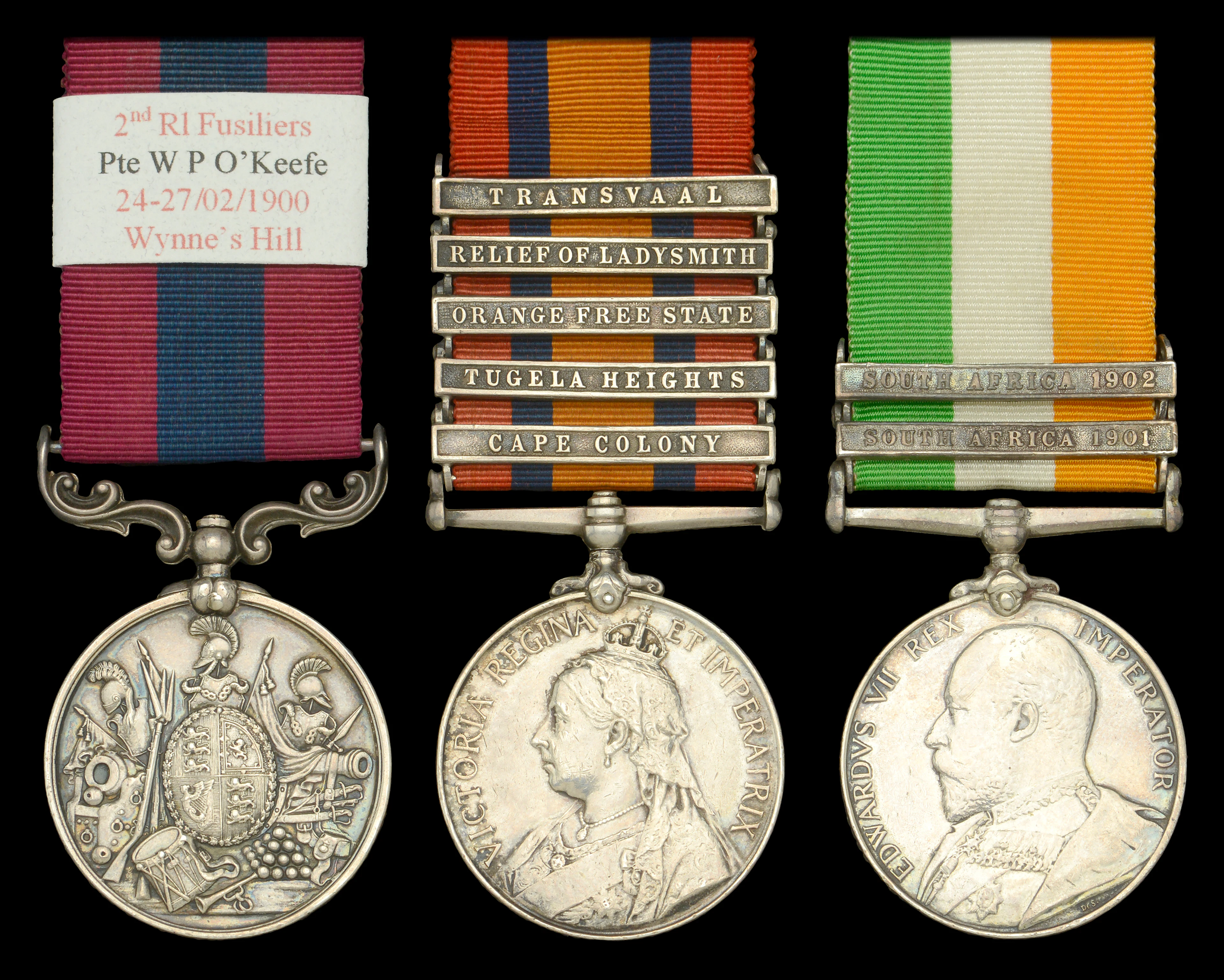 A Boer War D.C.M. group of three awarded to Private W. P. O’Keefe