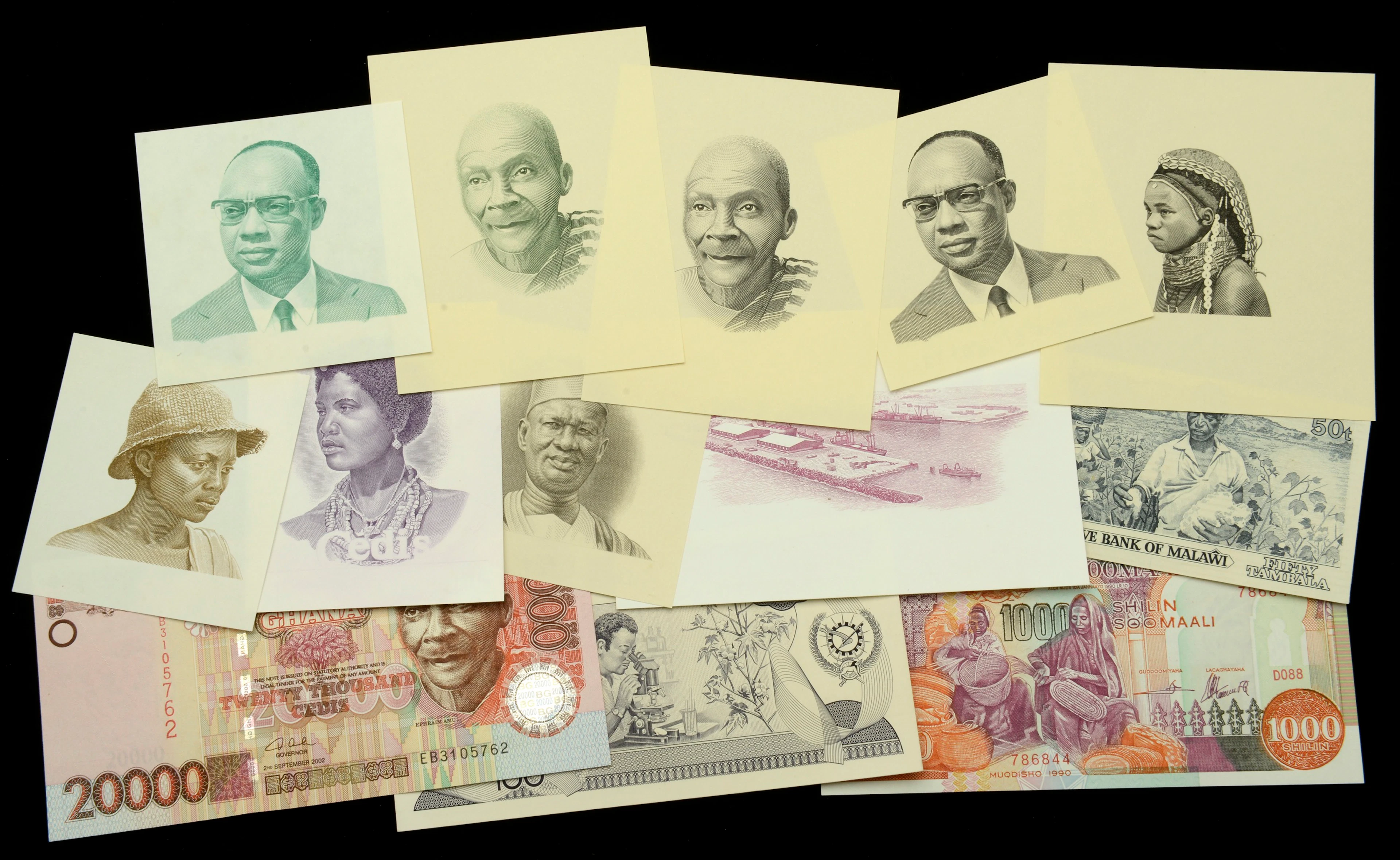 A Group of African Proofs, comprising Central Bank of Somalia, 1000