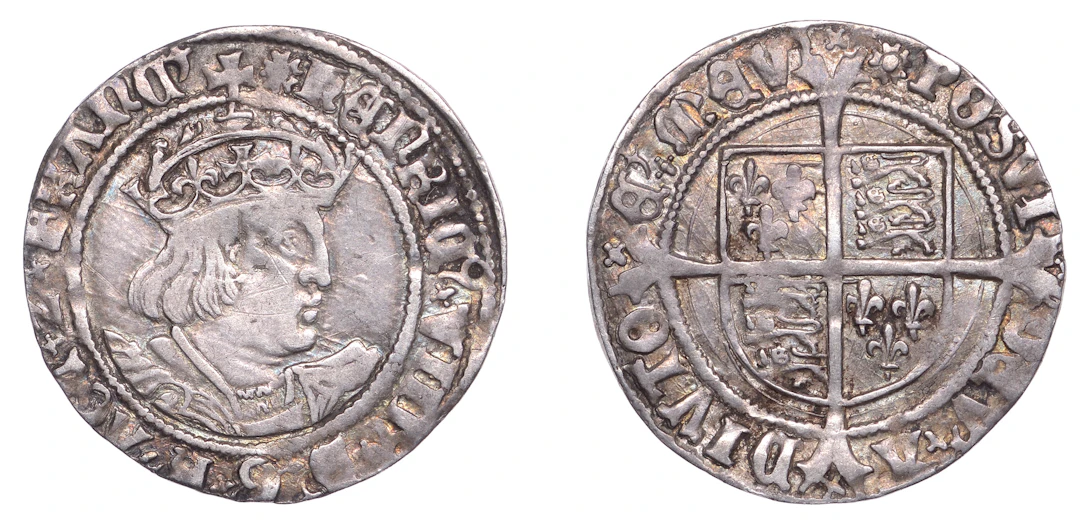 Henry VIII (1509-1547), Second coinage, Groat, mm. rose, bust D, saltires