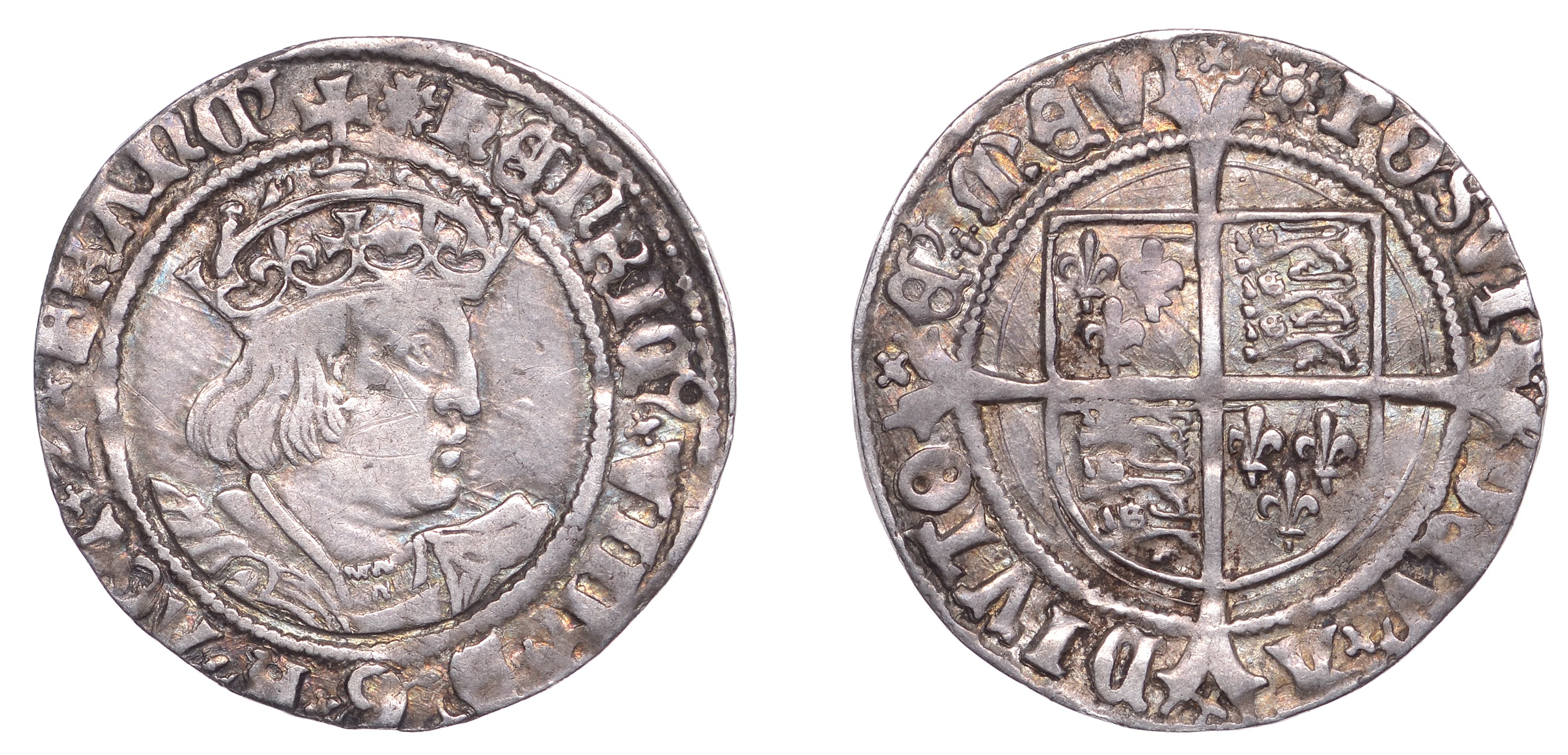 Henry VIII (1509-1547), Second coinage, Groat, mm. rose, bust D, saltires