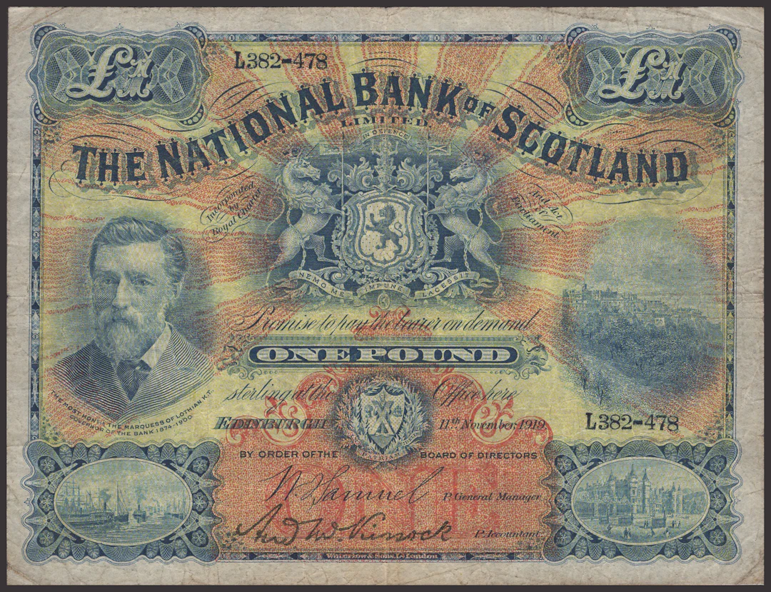 National Bank of Scotland Limited, £1, 11 November 1919, serial number
