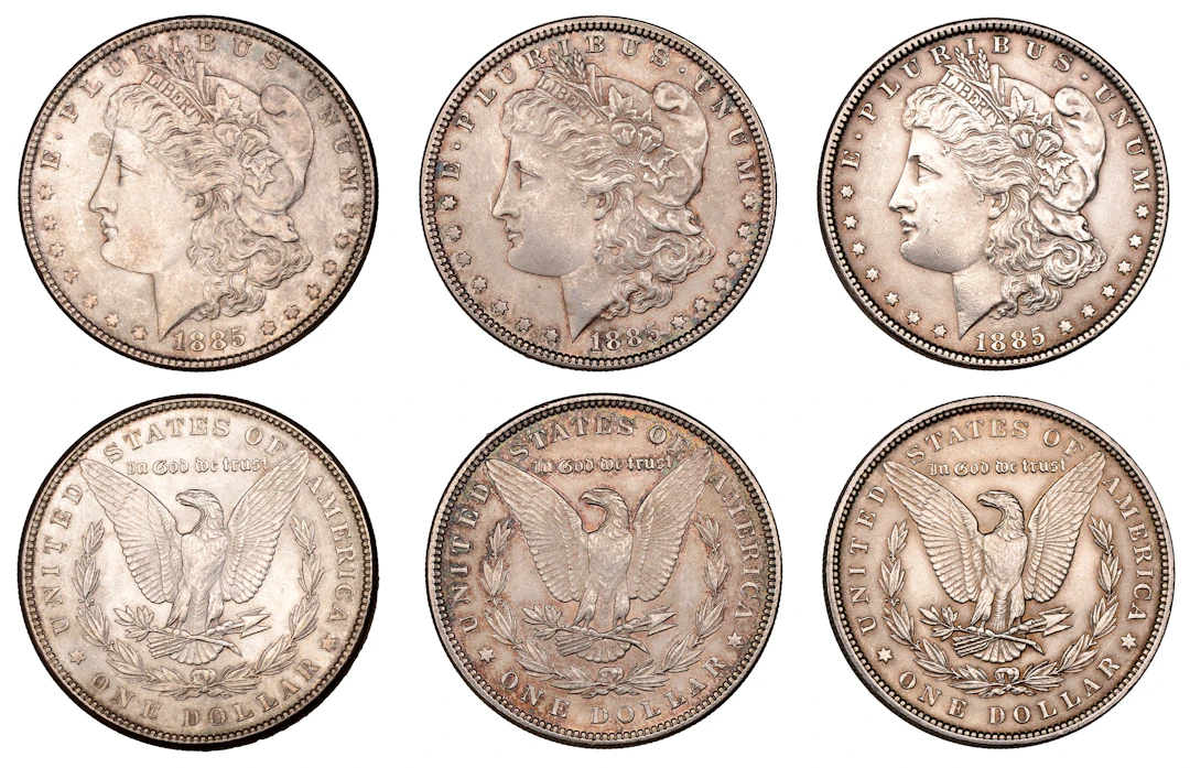 United States of America, Dollars (3), all 1885, Philadelphia (KM