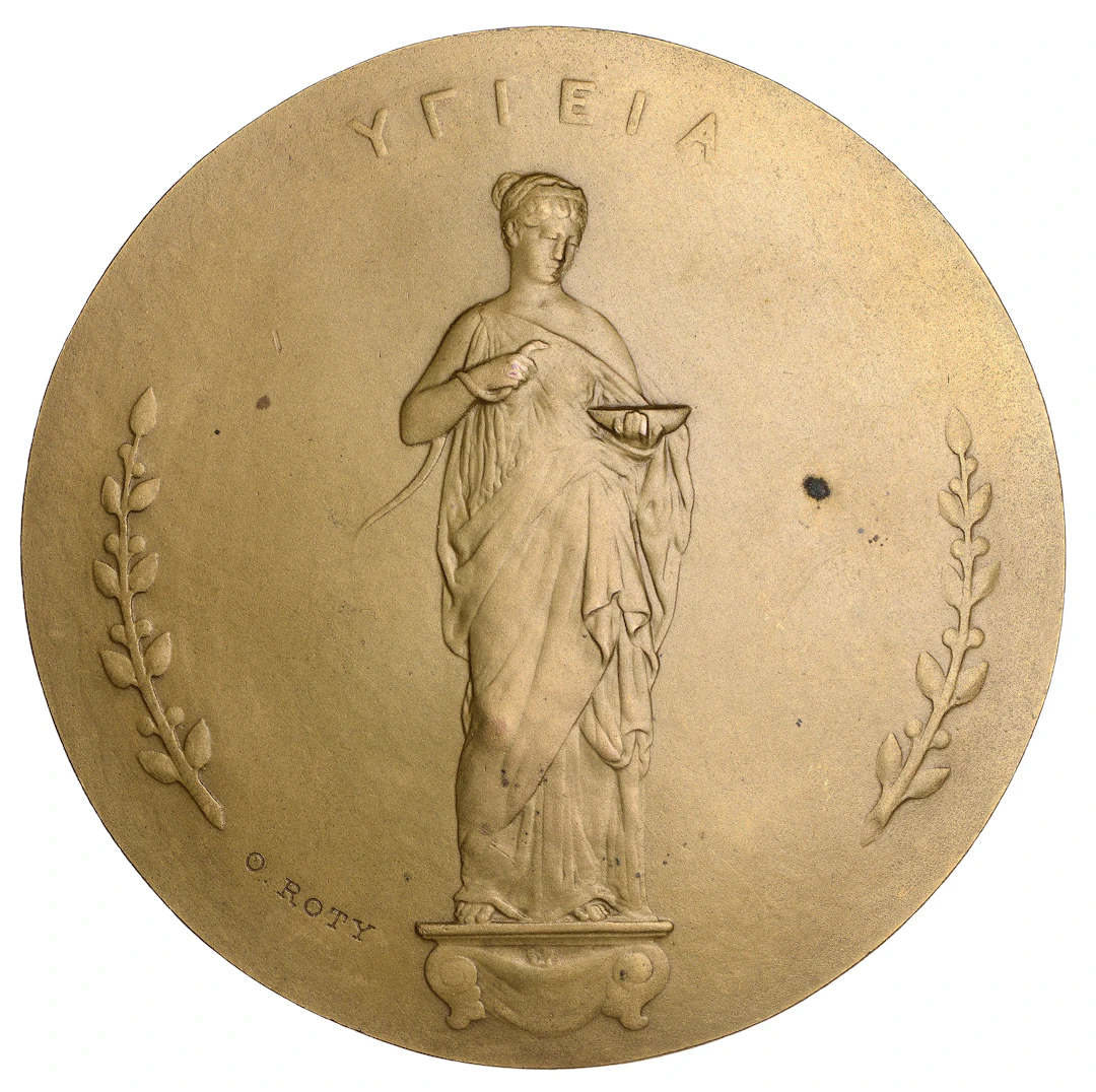 FRANCE, Hygeia, c. 1875, a uniface light bronze medal by L.-O. Roty