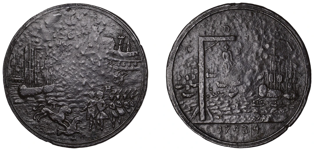French and Spanish Fleets Defeated off Toulon, 1744, a pinchbeck medal
