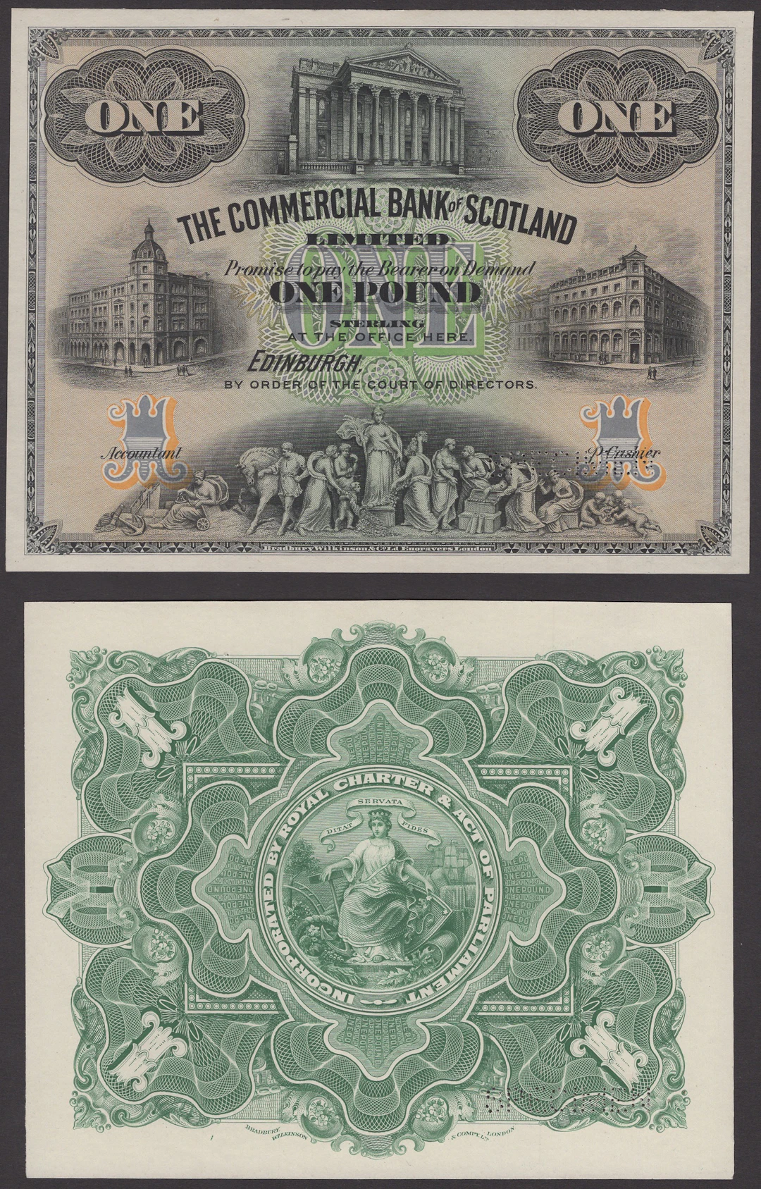Commercial Bank of Scotland Limited, obverse and reverse uniface colour