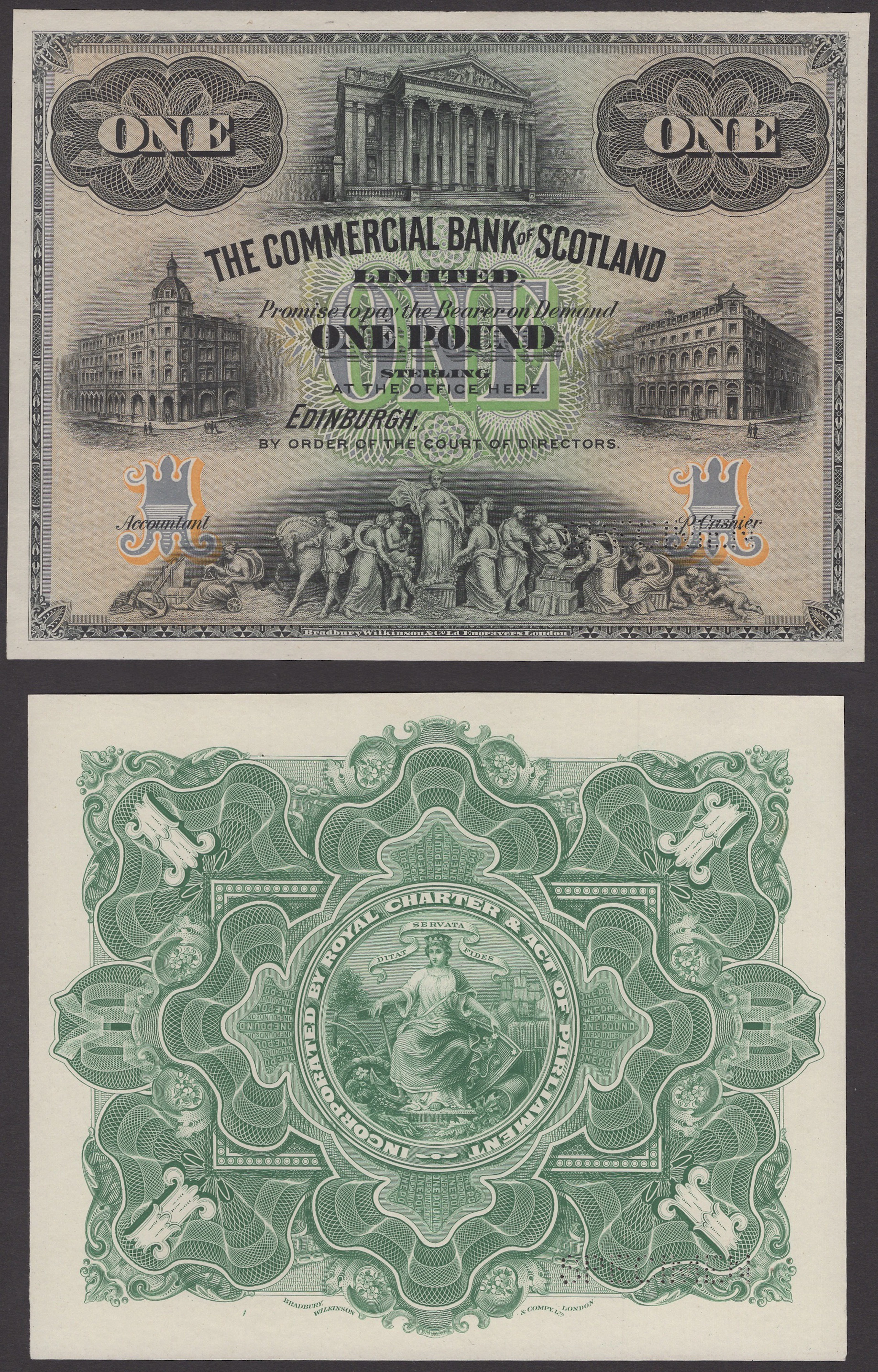 Commercial Bank of Scotland Limited, obverse and reverse uniface colour