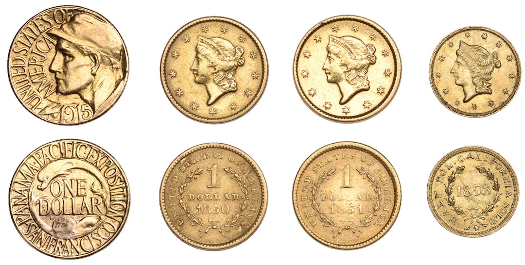 United States of America, Gold Dollar, 1915s, Panama-Pacific Exposition;