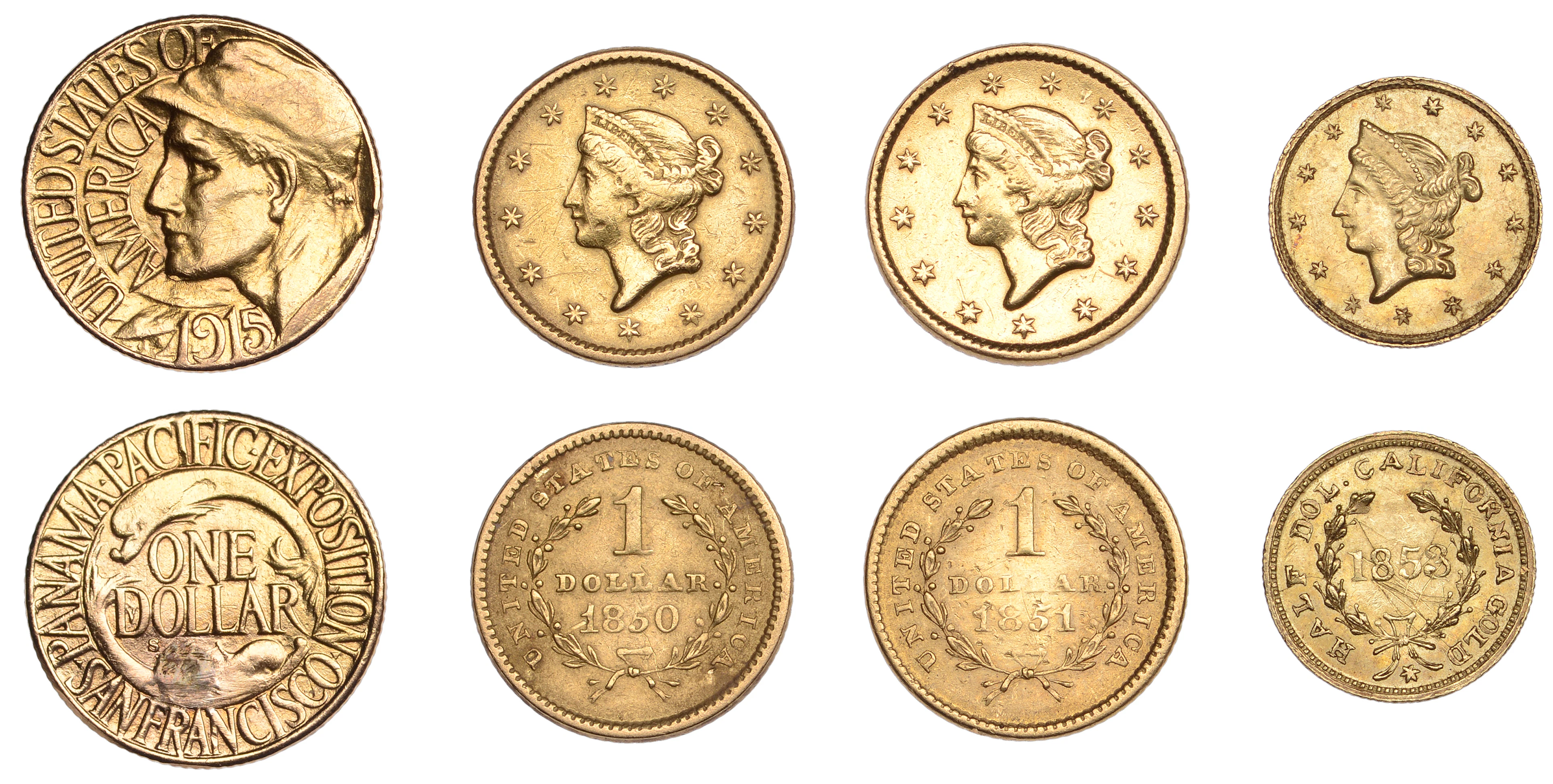United States of America, Gold Dollar, 1915s, Panama-Pacific Exposition;