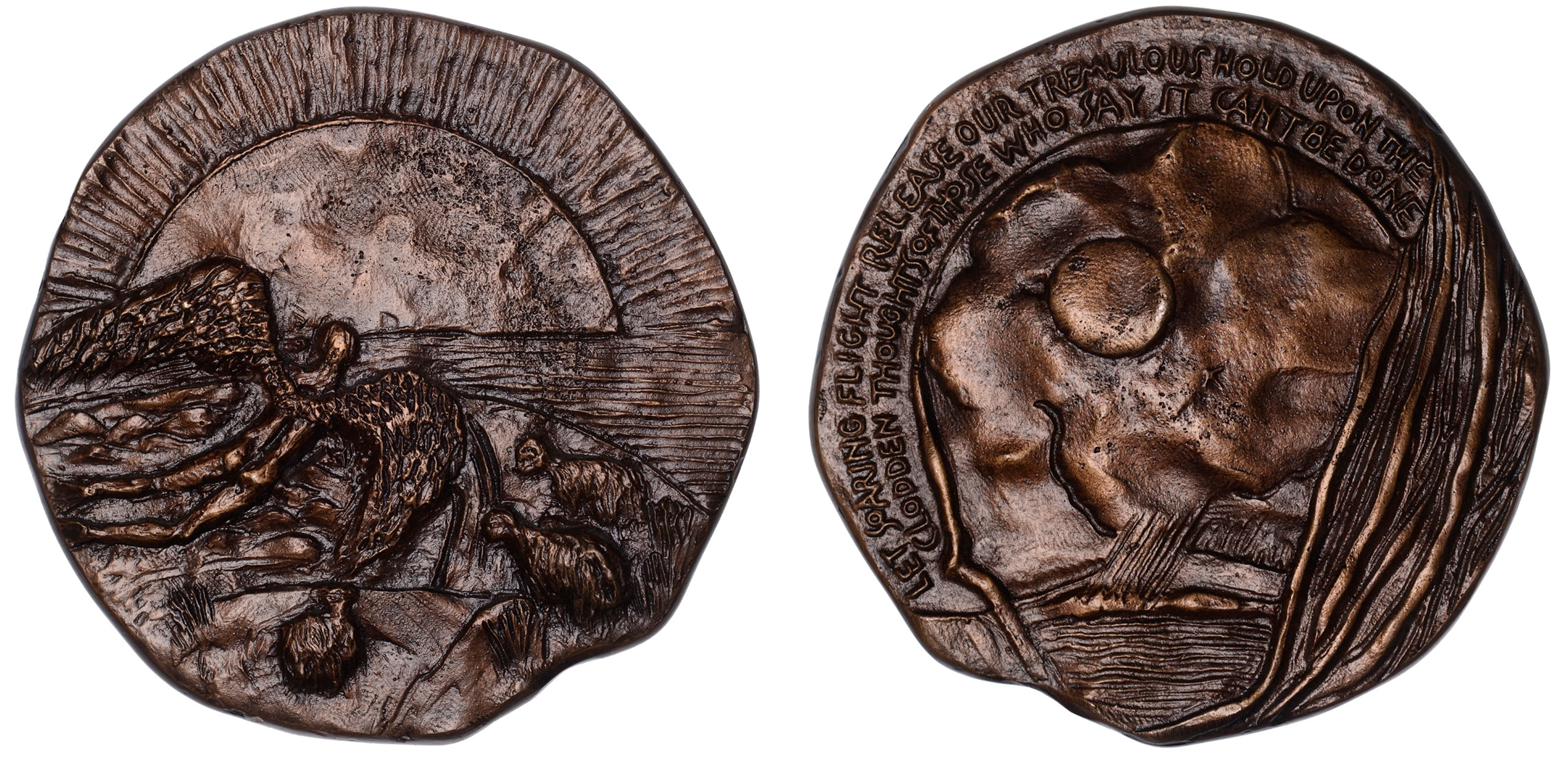 ENGLAND, Icarus Tries, 1991, a cast bronze medal by R. Dutton for