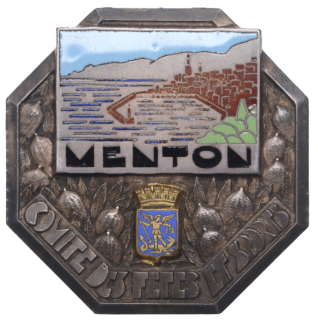 FRANCE, Menton, c. 1935, an octagonal plated and enamelled uniface
