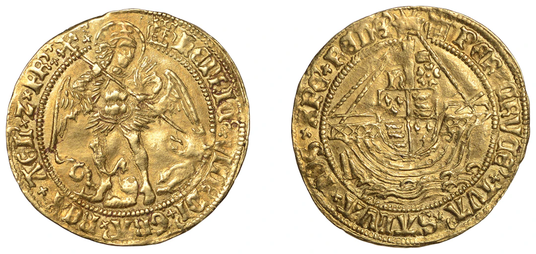 HENRY VIII, First Coinage: Angel of Six Shillings and Eight Pence