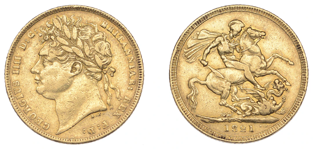 George IV (1820-1830), Sovereign, 1821 (Hill 5; S 3800). Good fine £900-£1,200