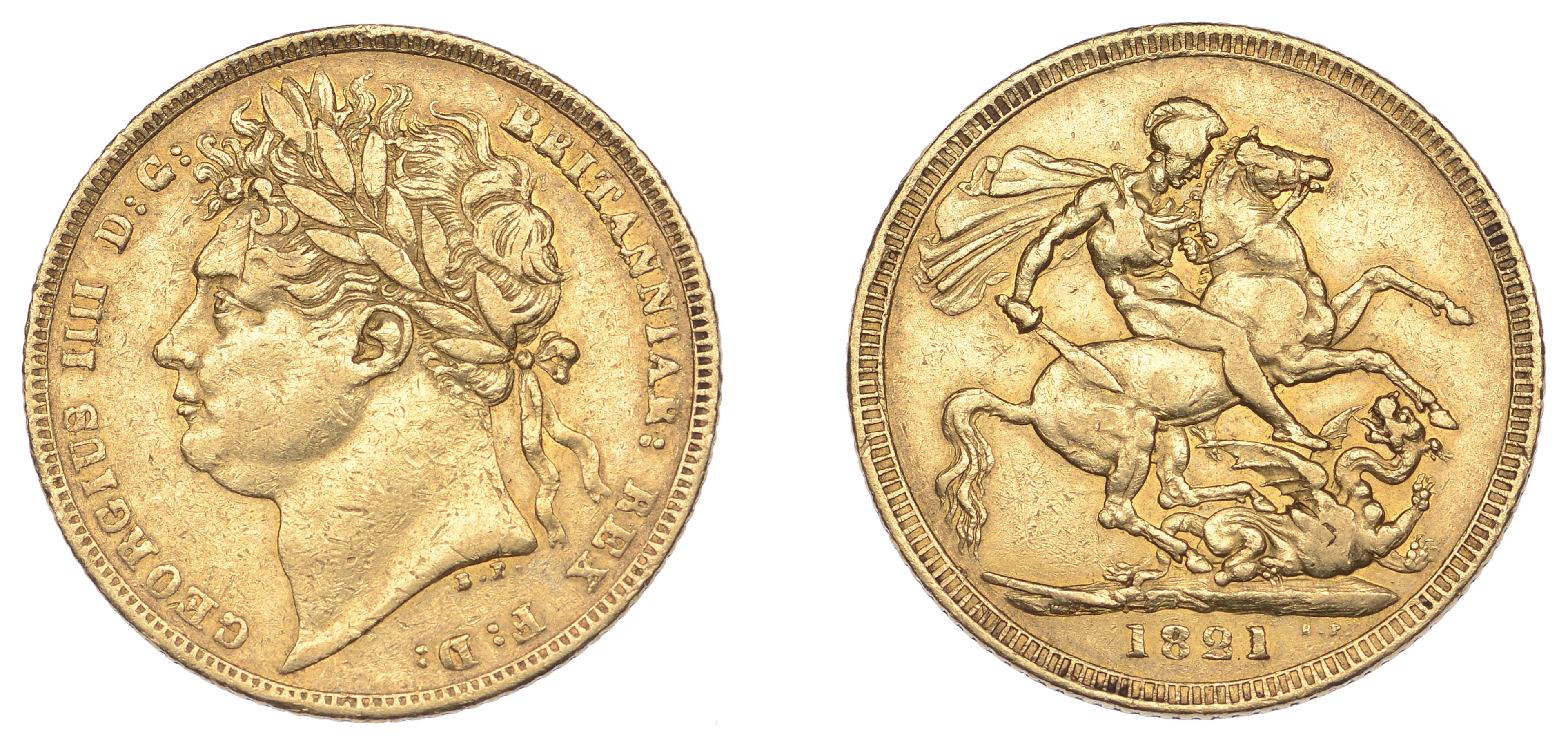 George IV (1820-1830), Sovereign, 1821 (Hill 5; S 3800). Good fine £900-£1,200