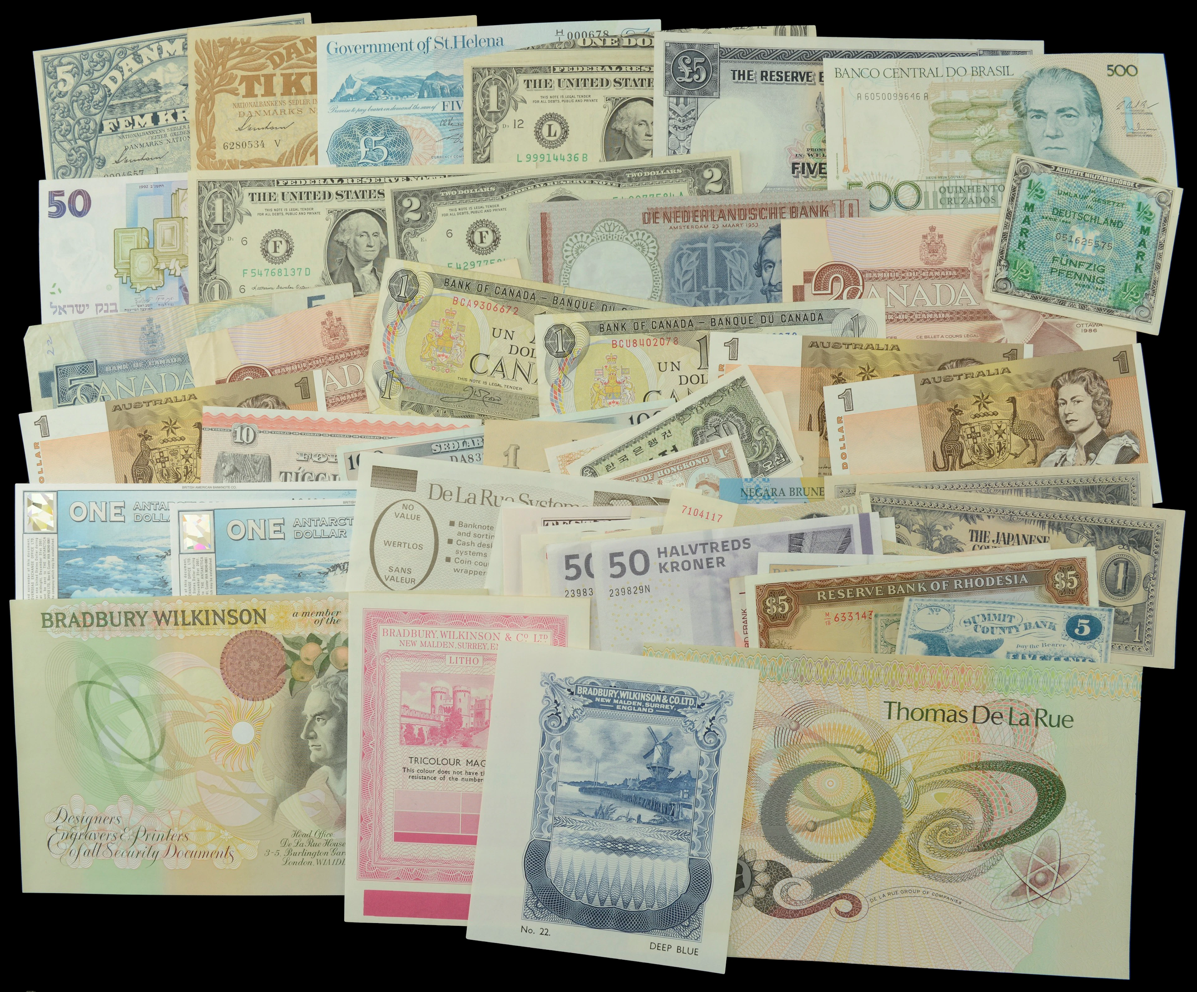 A Group of Assorted Banknotes, including Denmark, 5 and 10 Kroner