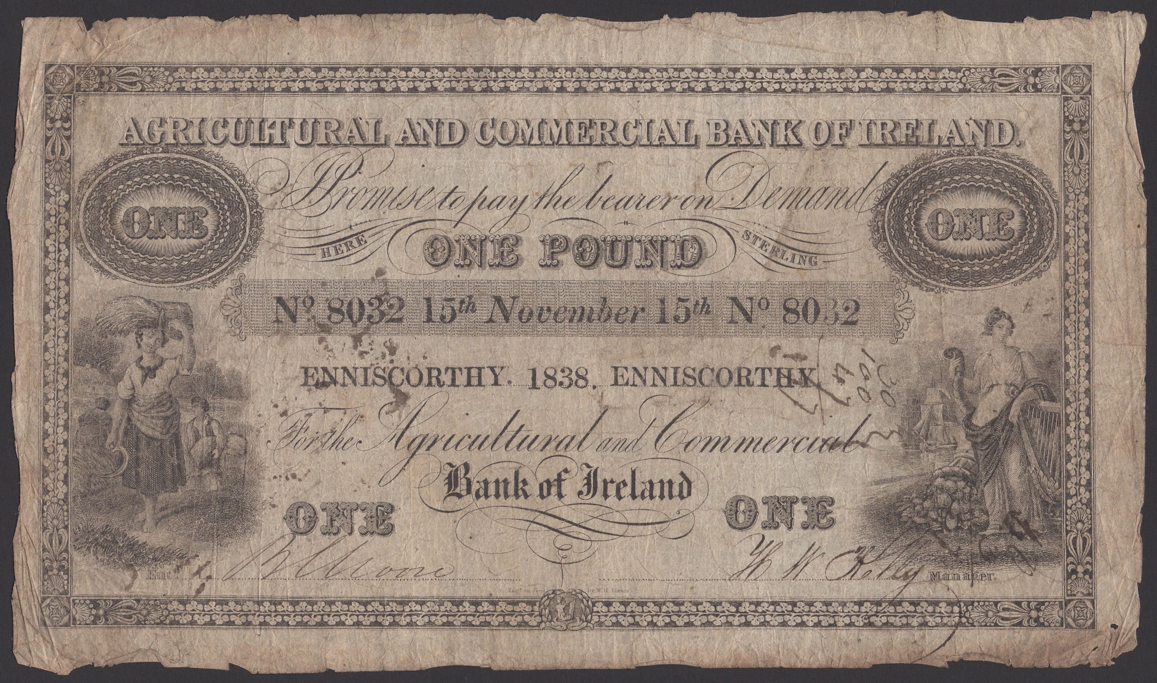 Agricultural and Commercial Bank of Ireland, £1, Enniscorthy, 15 November