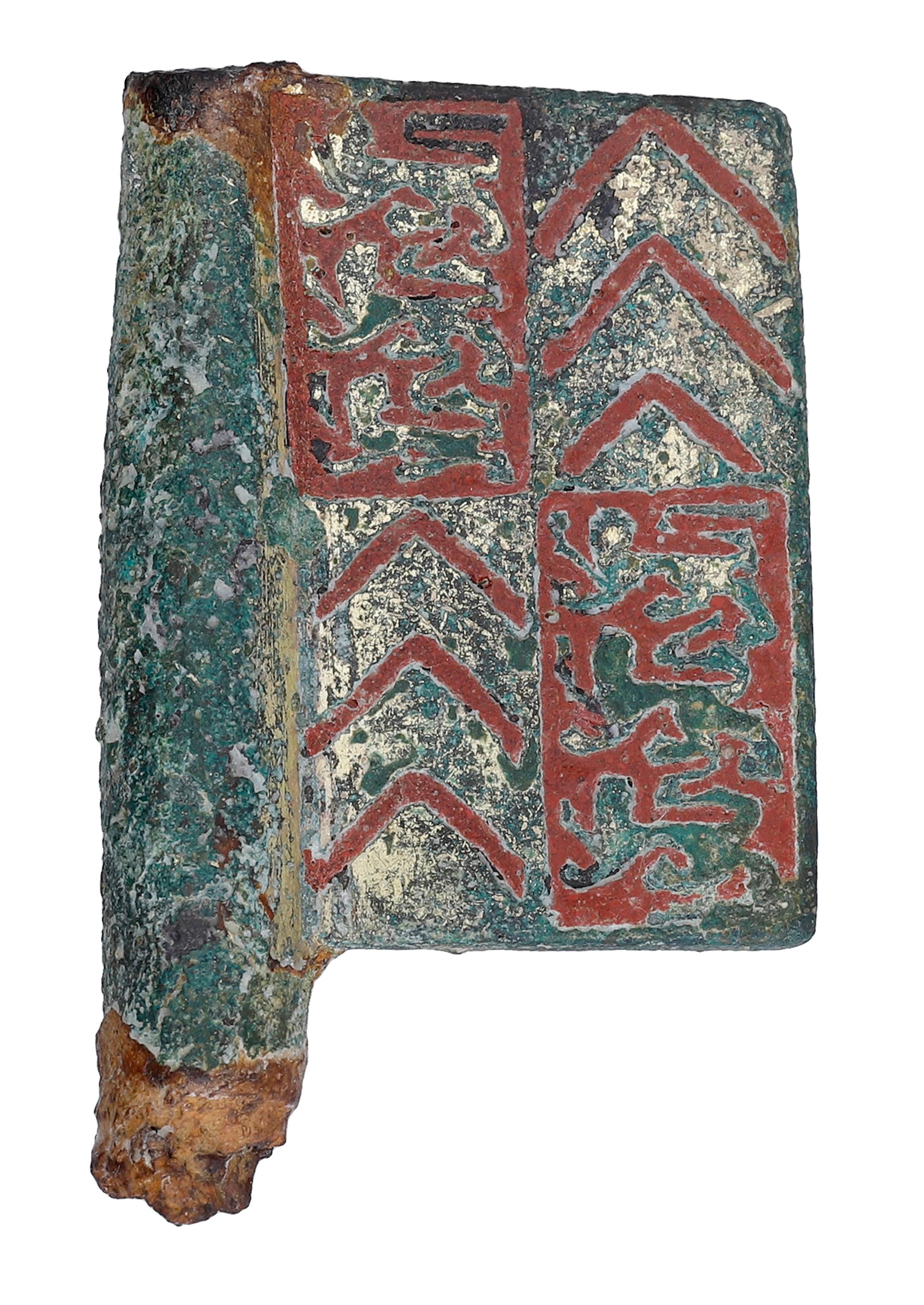 Early 14th century, enamelled bronze heraldic banneret (rectangular