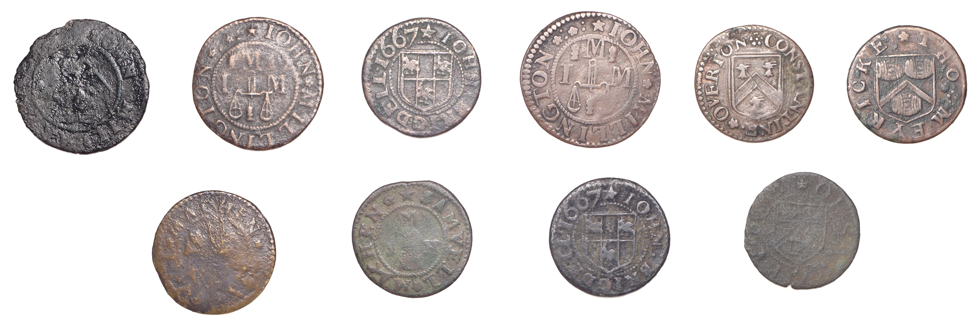 17th Century Tokens, SHROPSHIRE, Shrewsbury, John Brigdell, Halfpence