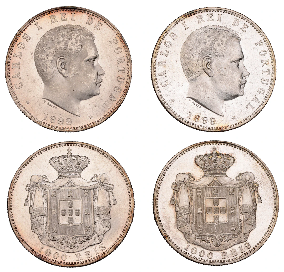 Portugal, Carlos I, 1000 Reis (2), both 1899, Lisbon (KM 540) [2].