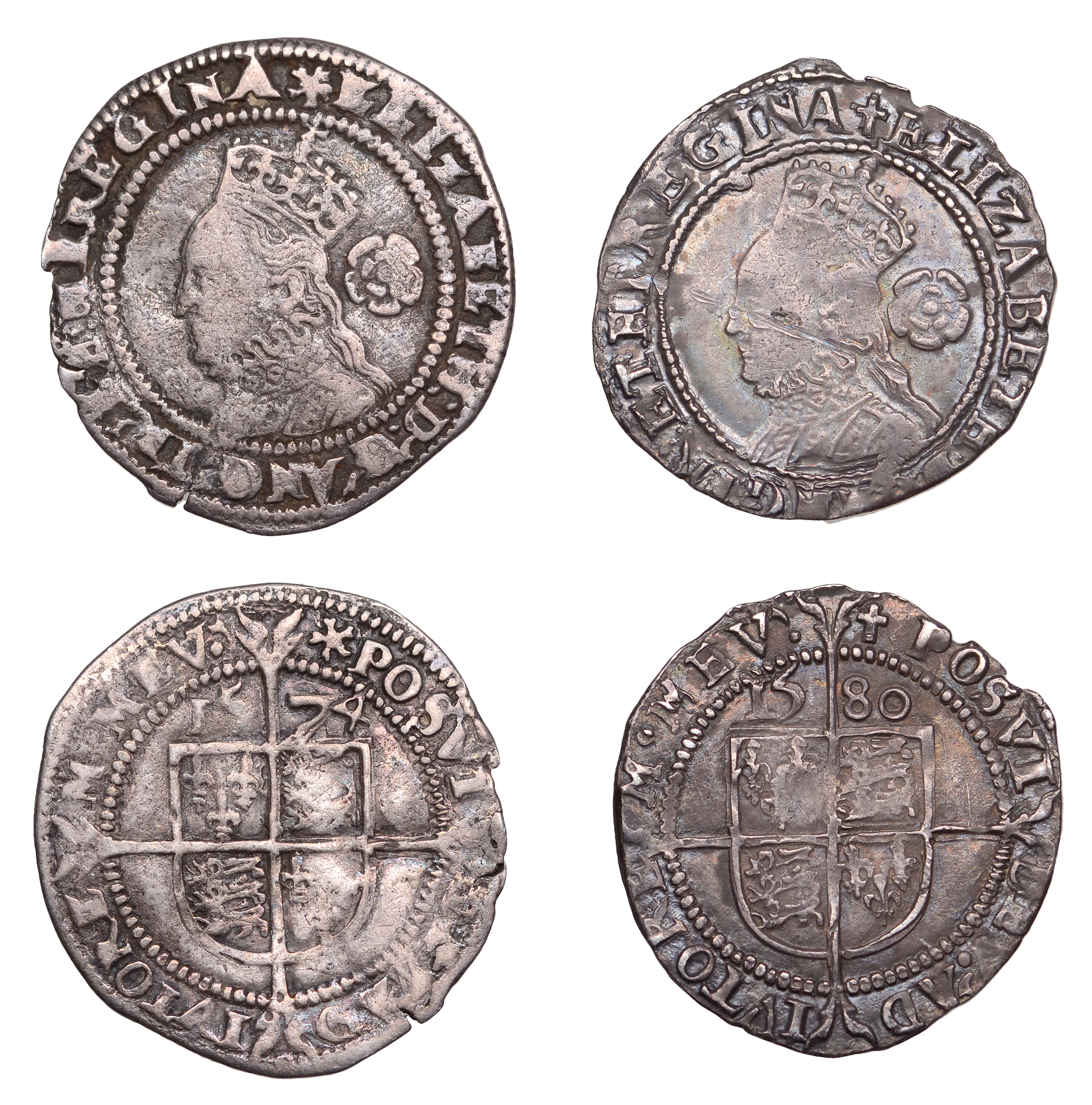 Elizabeth I, Threepences (2), Fourth issue, 1574, mm. eglantine, bust