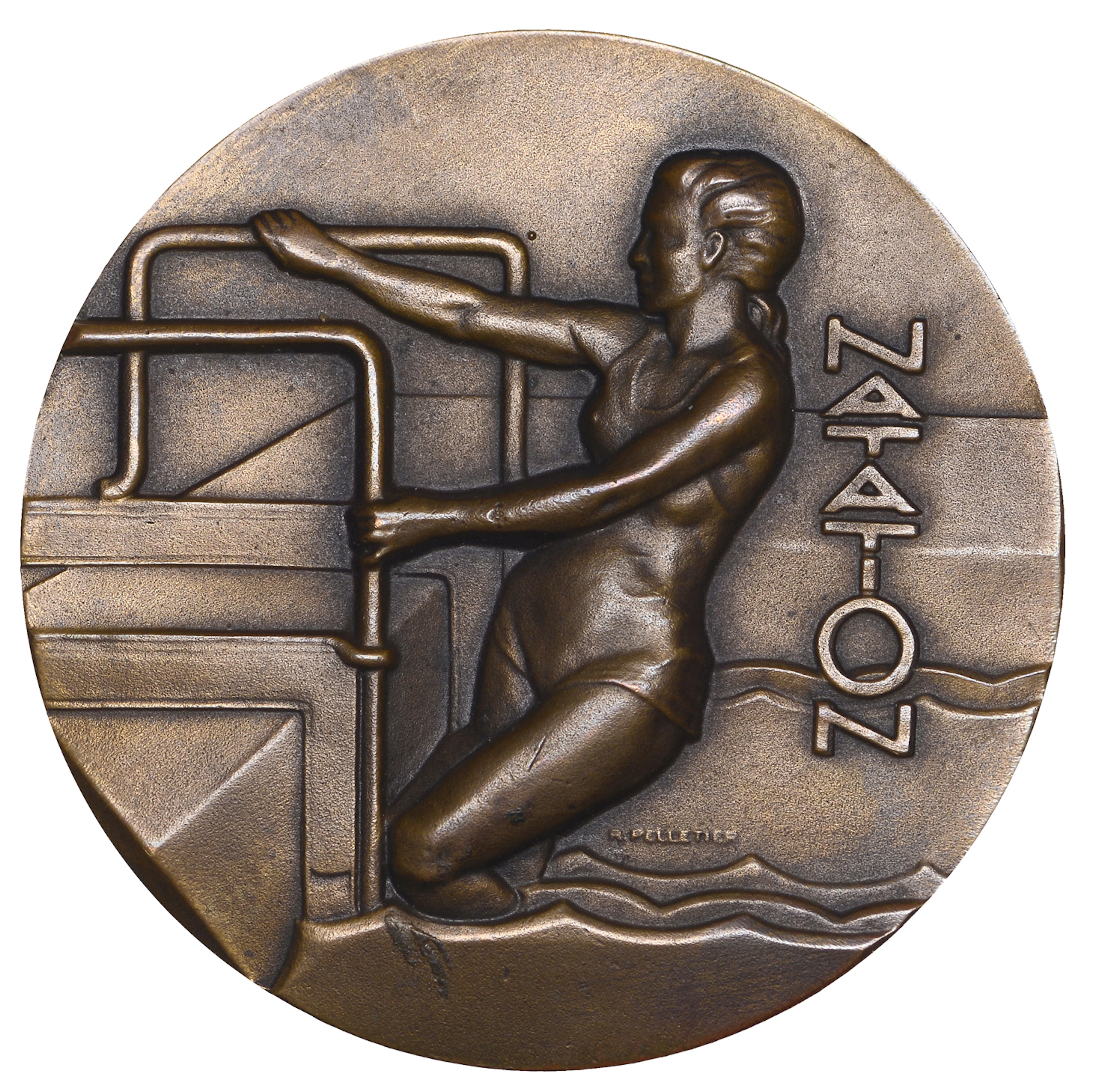 FRANCE, Natation [Swimming], c. 1930, an Art Déco award medal by R.