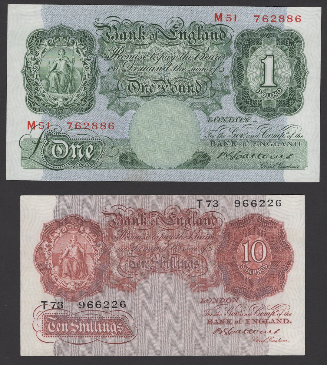Bank of England, Basil G. Catterns, 10 Shillings, 15 July 1930, serial