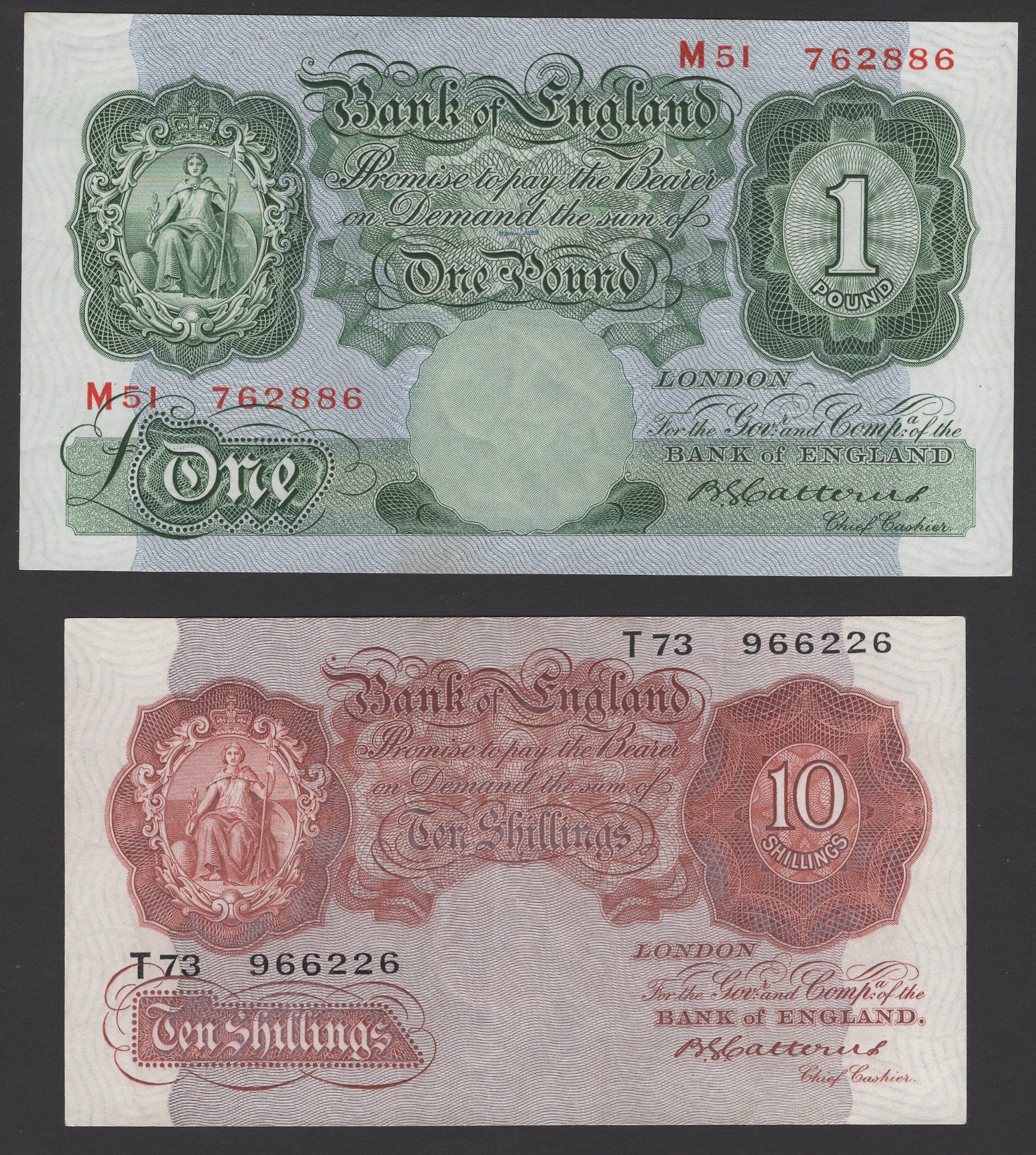 Bank of England, Basil G. Catterns, 10 Shillings, 15 July 1930, serial