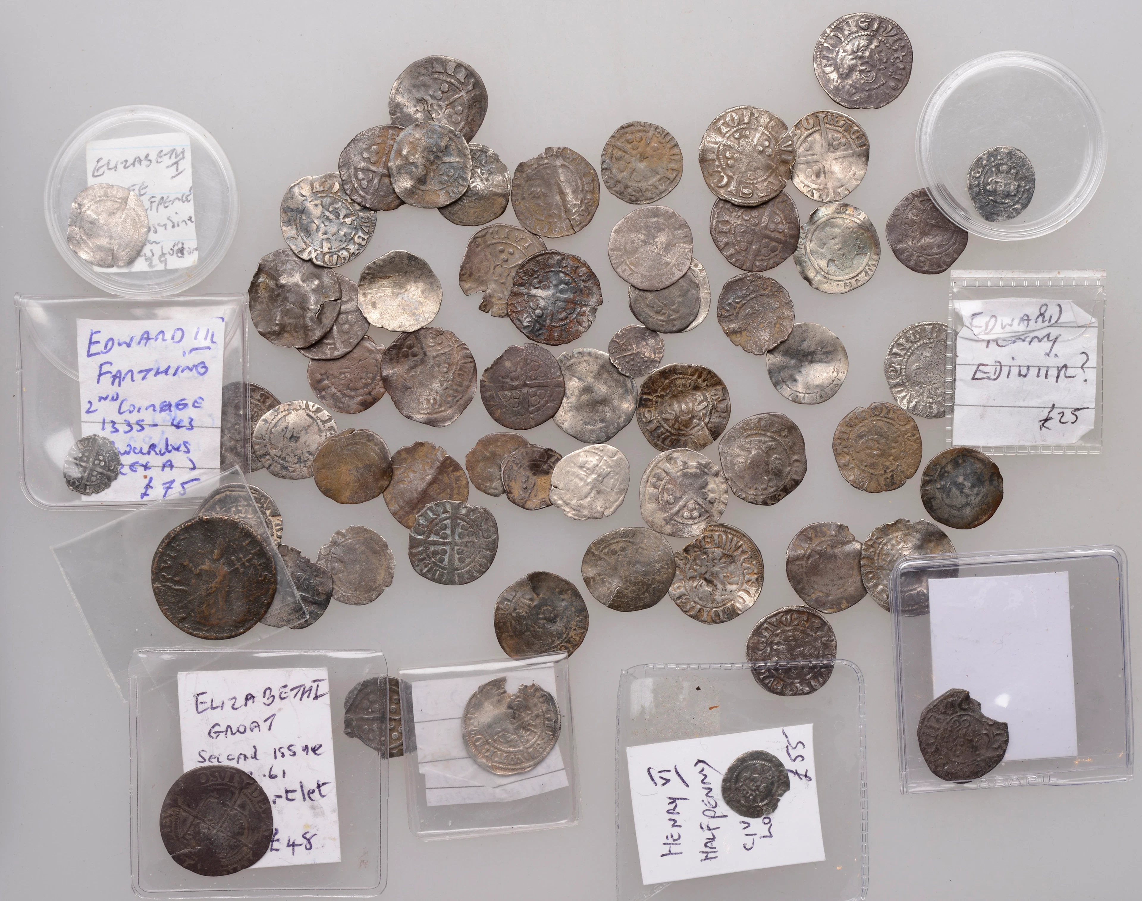 Miscellaneous hammered silver coins (63), mostly pennies, various