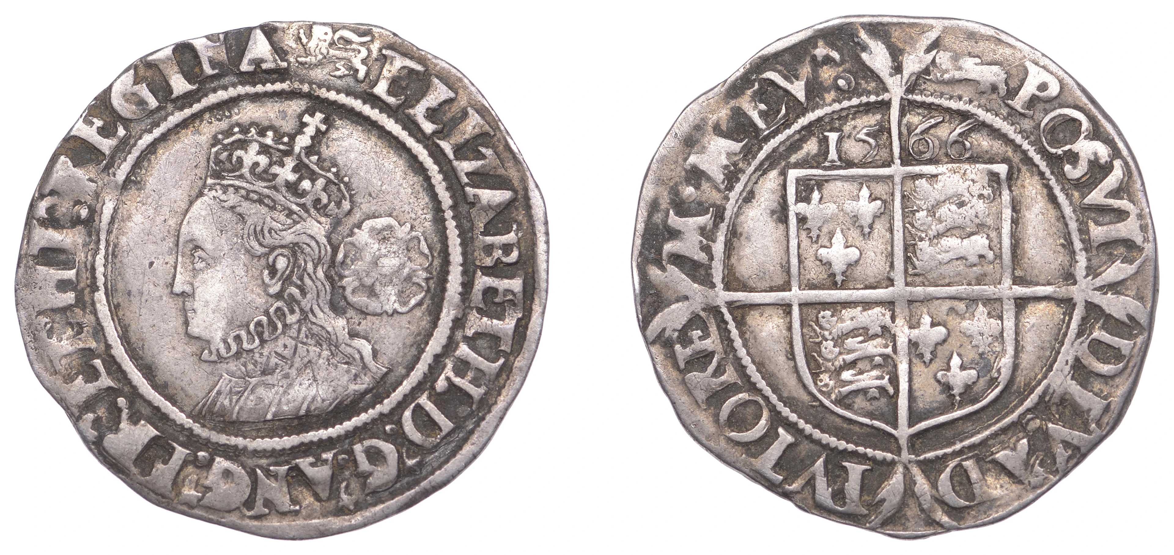 Elizabeth I (1558-1603), Third issue, Sixpence, 1566, mm. lion (short