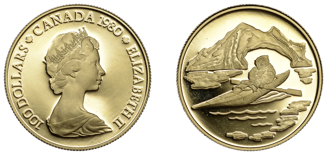 Canada, Elizabeth II, Proof 100 Dollars, 1984, Kayak, Ottawa, 16.95g/12h