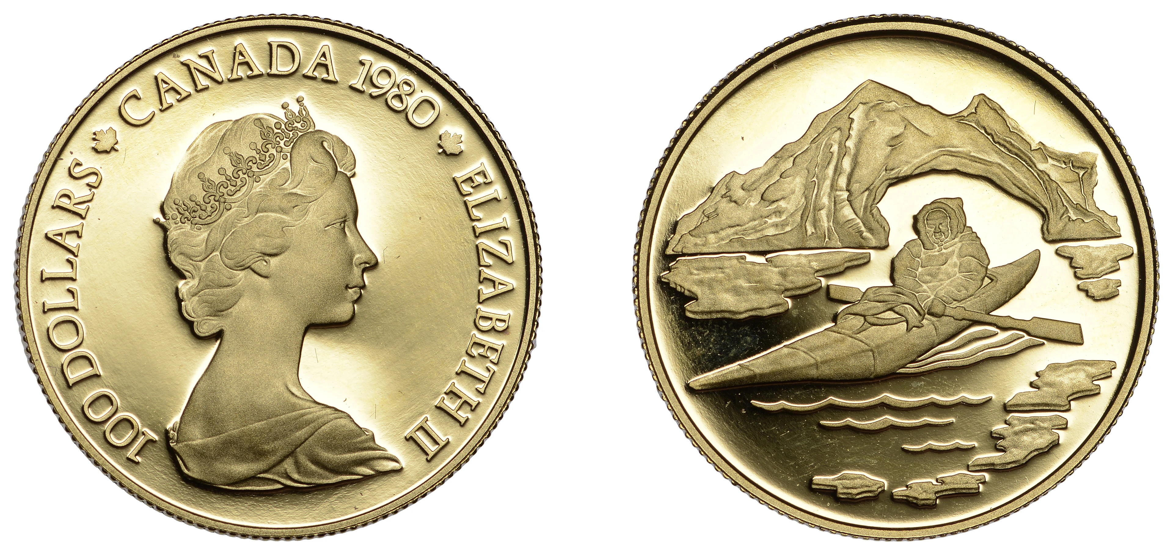 Canada, Elizabeth II, Proof 100 Dollars, 1984, Kayak, Ottawa, 16.95g/12h