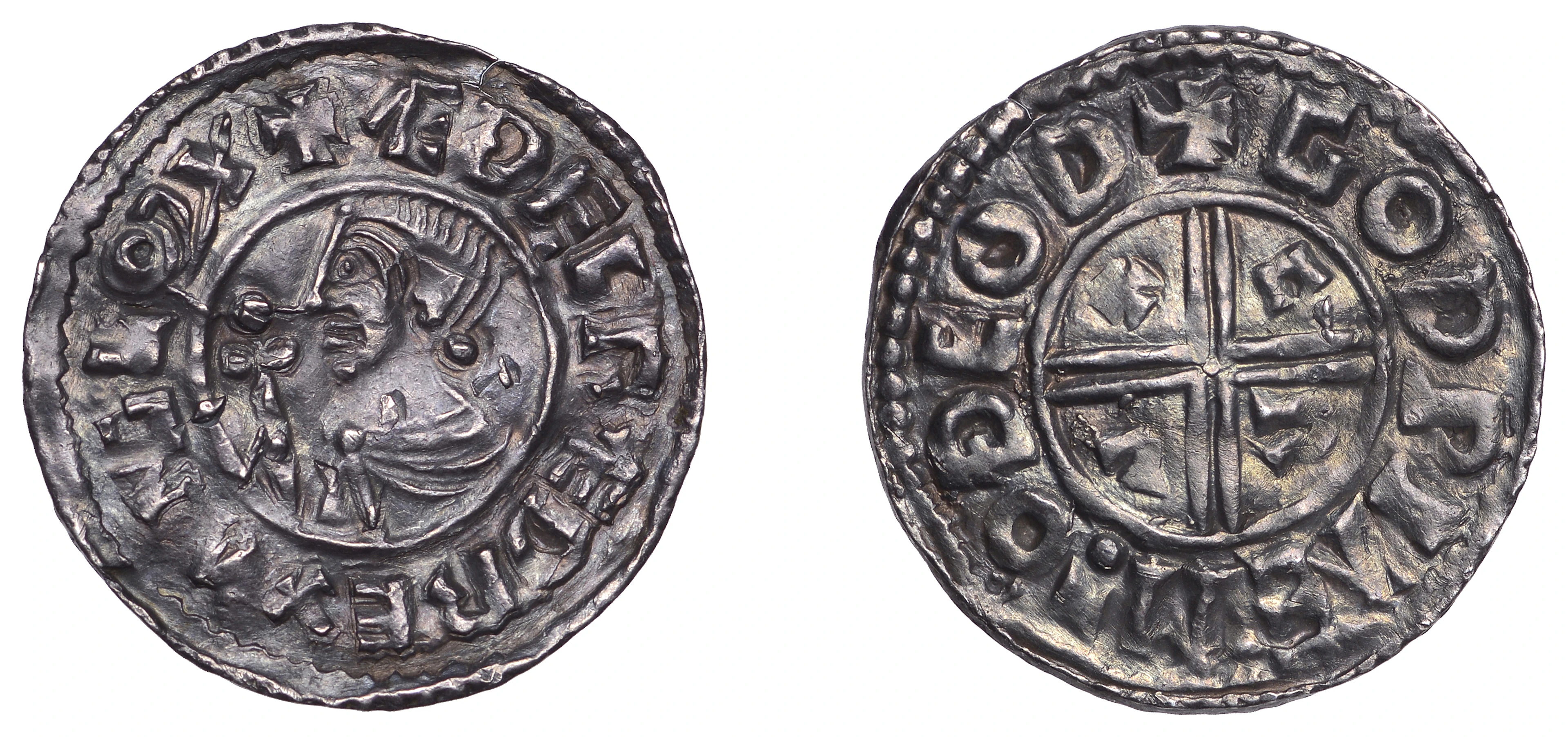 Æthelred II (978-1016), CRVX type, Penny, Thetford, Godwine, godpine