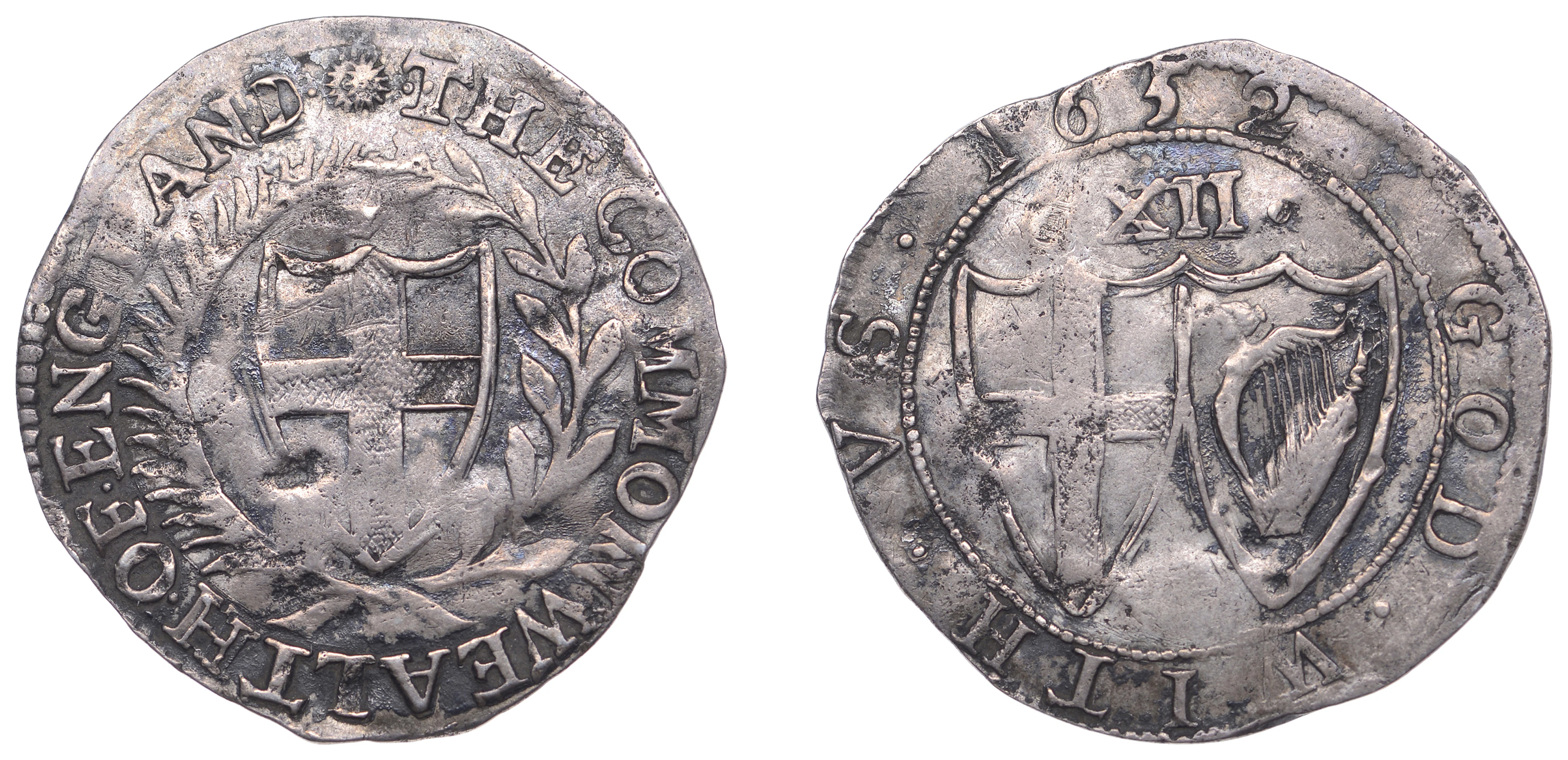 Commonwealth (1649-1660), Shilling, 1652, mm. sun on obv. only, 5.89g/9h