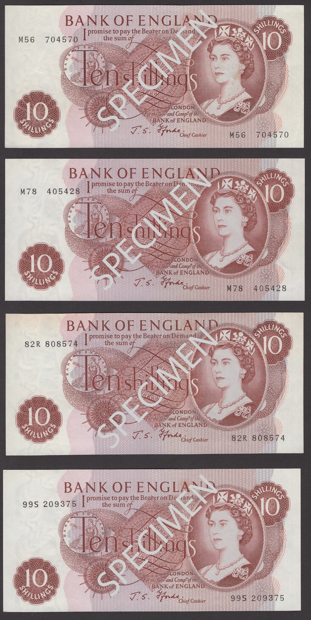 Bank of England, John S. Fforde, 10 Shillings (9), and replacement