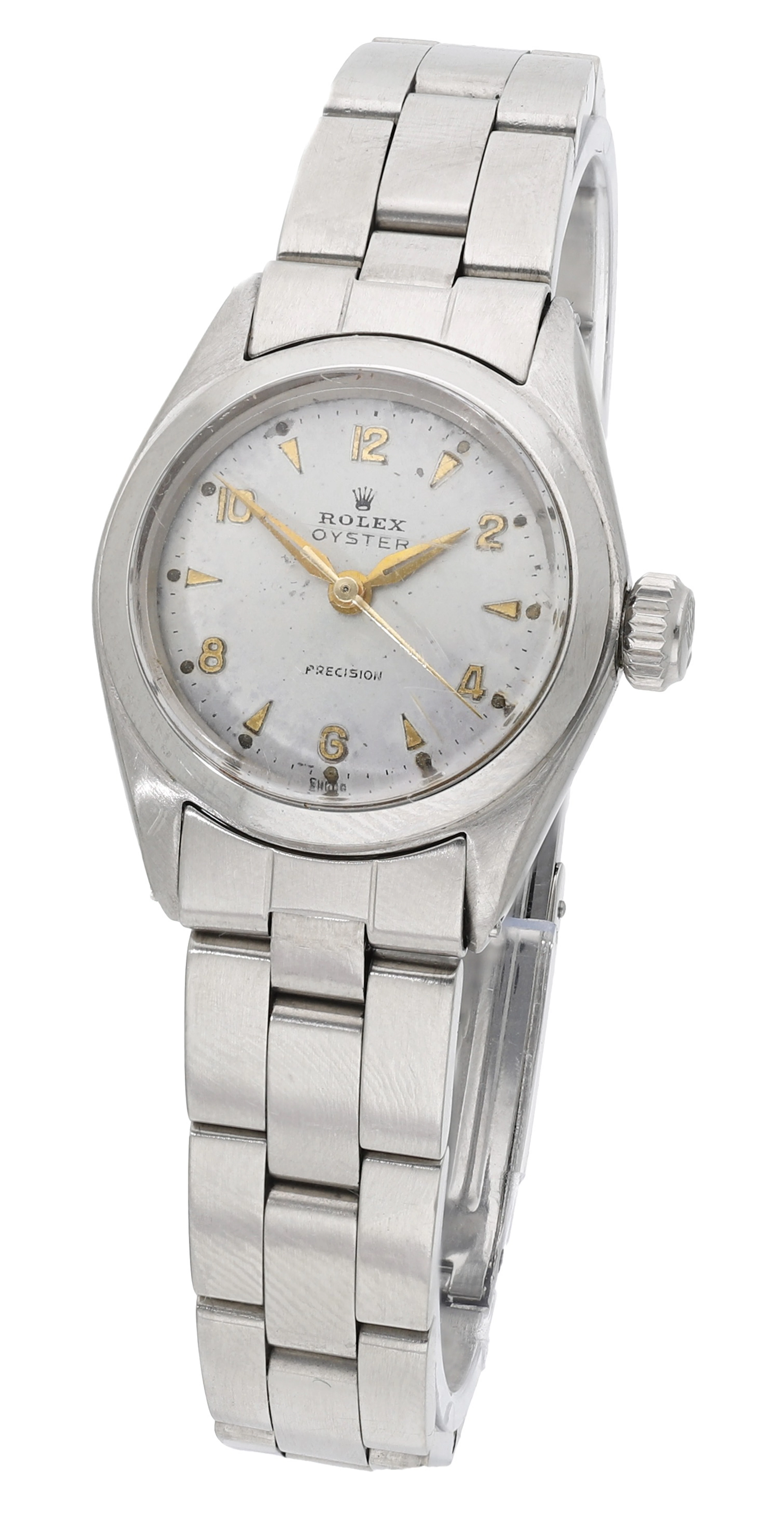 Rolex. A lady’s stainless steel wristwatch with bracelet, Ref. 6410