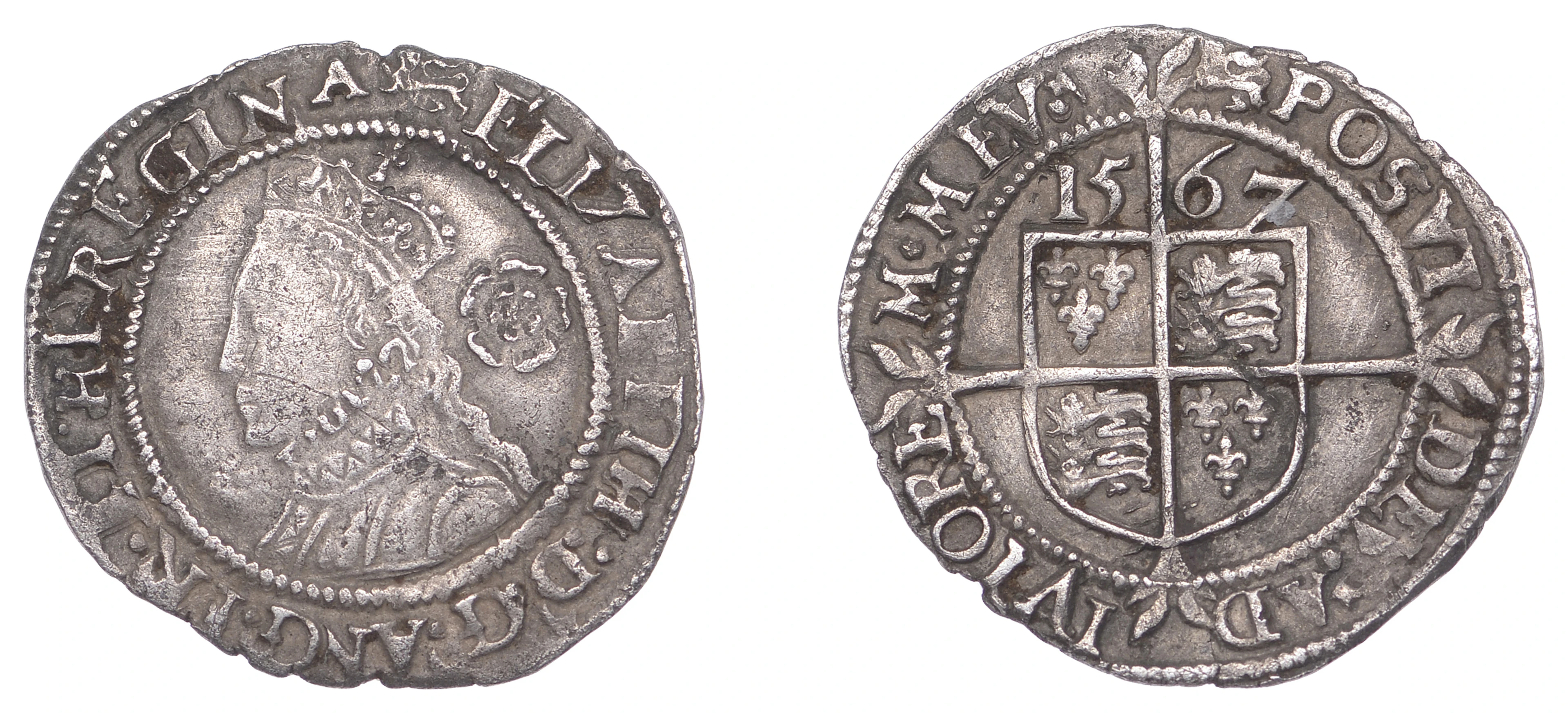 Elizabeth I (1558-1603), Third issue, Threepence, 1567, mm. lion (over