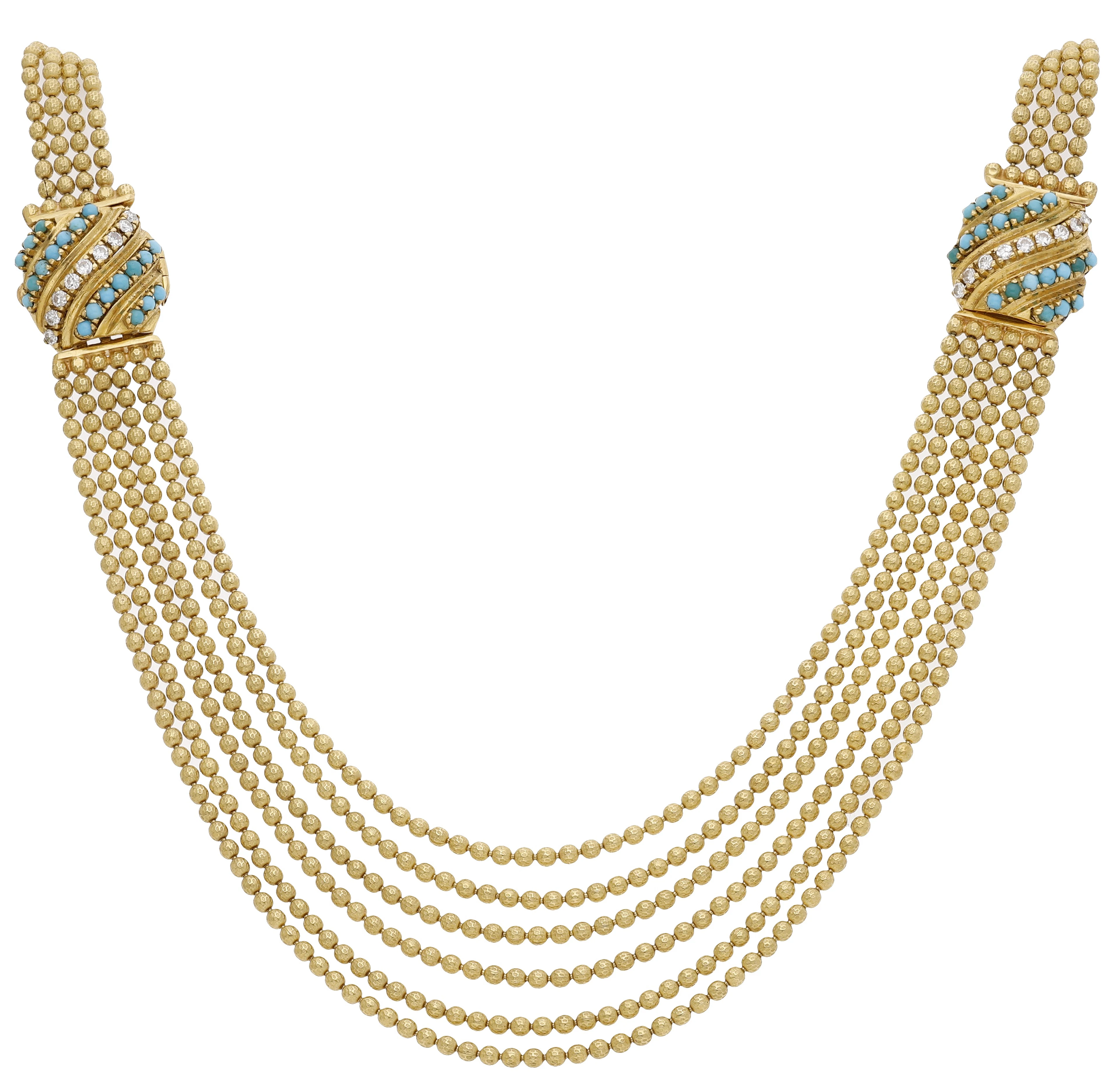 A turquoise and diamond festoon necklace by Guido Ennio, circa 1960