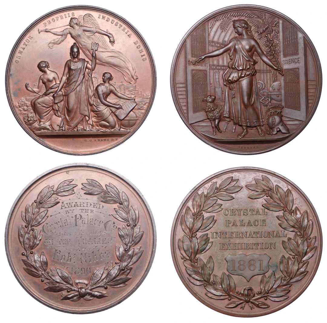 Crystal Palace Wool Exhibition, 1881, a bronze award medal by J. Pinches