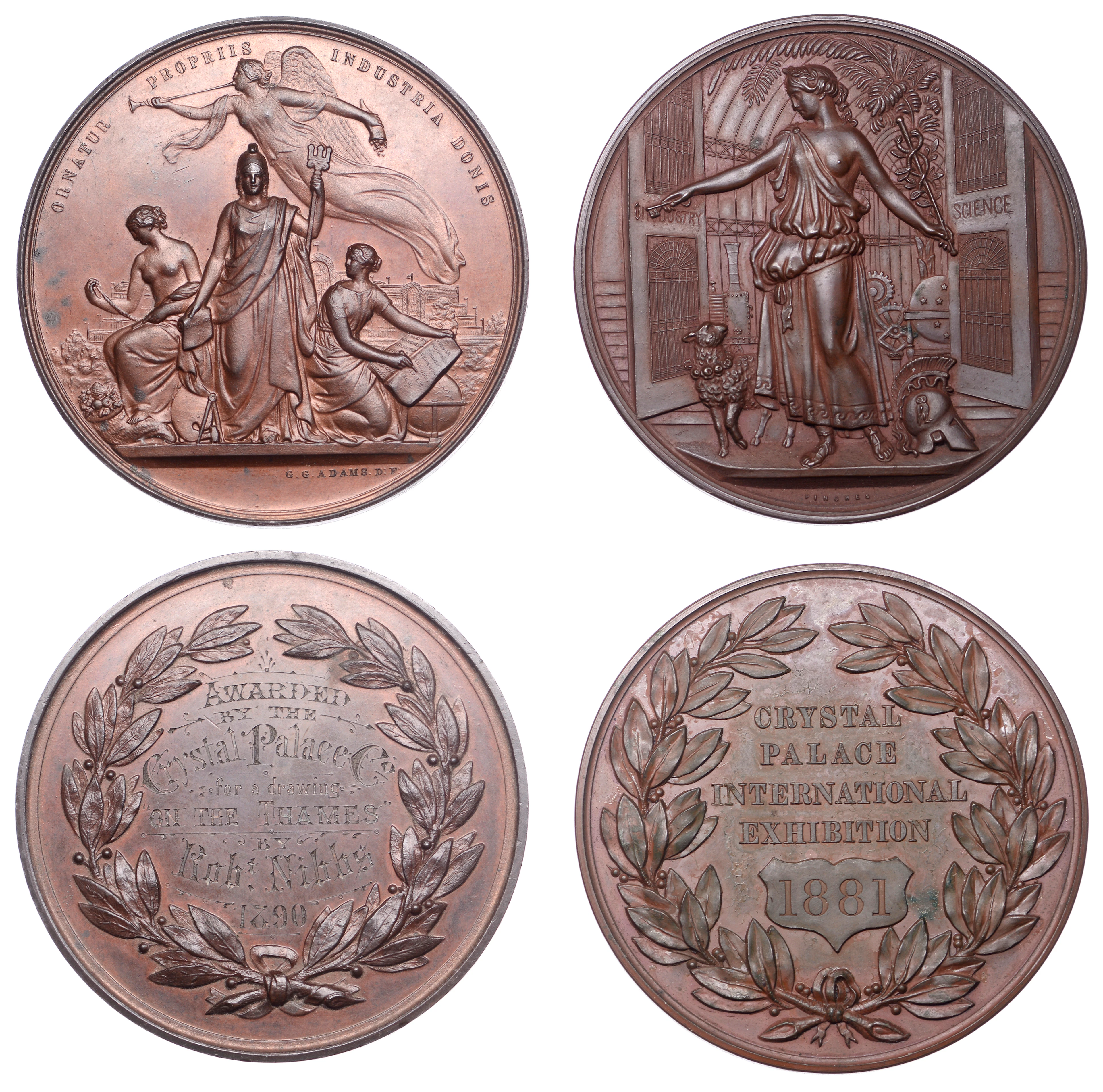 Crystal Palace Wool Exhibition, 1881, a bronze award medal by J. Pinches
