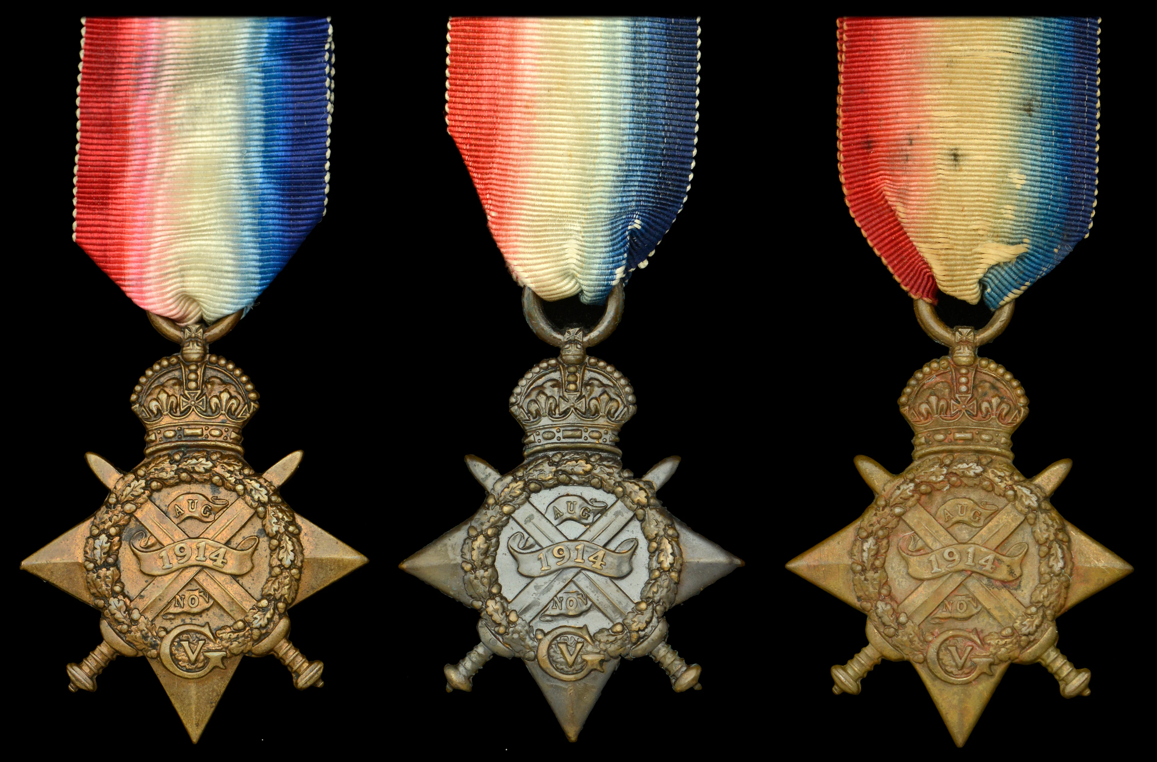 1914 Star (3) (11008 Pte. A. Brennan. 1/R.W. Fus:; 5500 Pte. W. Edwards.