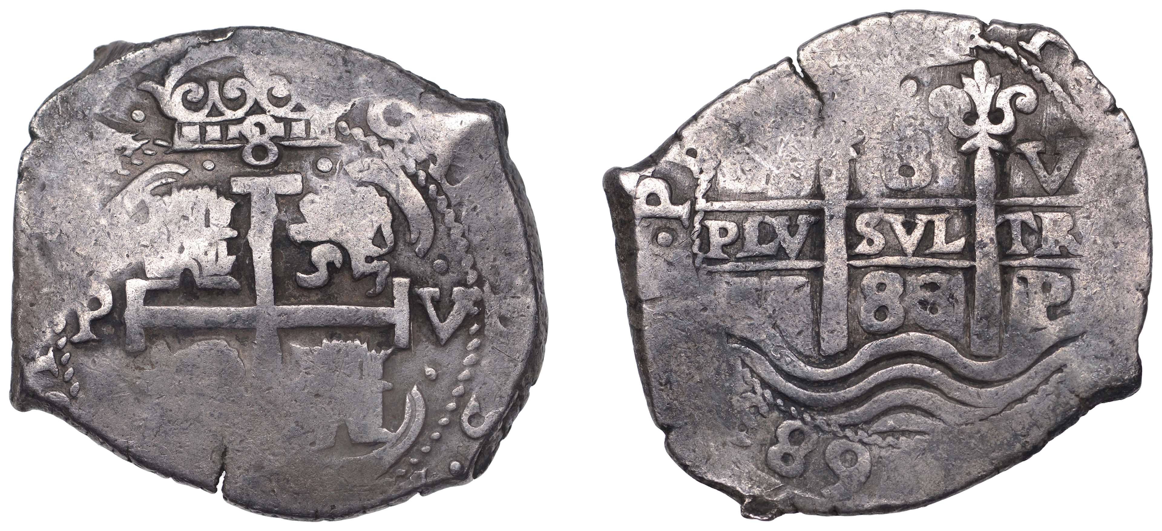 Bolivia, Charles II, cob 8 Reales, Potosi, 1683 PV, crowned arms between